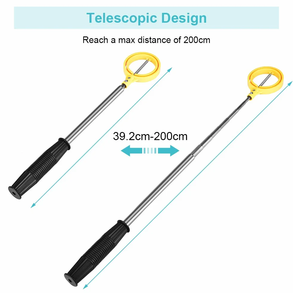Pick up teleskopowa piłka golfowa, wytrychacz z automatyczną szuflą blokującą, nierdzewny pojemnik na piłki, do putter wody, pazurów, narzędzie ssące (żółty)