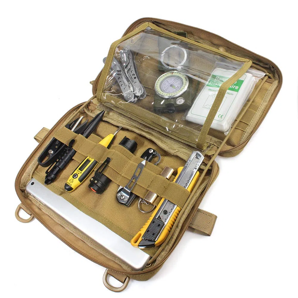 WYNEX Tactical Molle Admin Pouch, Aktualizacja materiału Półukryty zamek na 1000D Wytrzymały nylonowy EDC Etui Narzędzia Torba EMT Utility Map Kieszeń, IFAK Pack zawiera DE Patch Flag