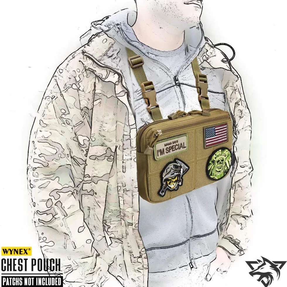 WYNEX Recon Kit torba, Tactical Combat Chest Pack Molle kamizelka, kieszenie przednie, kamuflaż, Airsoft Harness, kabura dzienna, EDC Carry Pouch