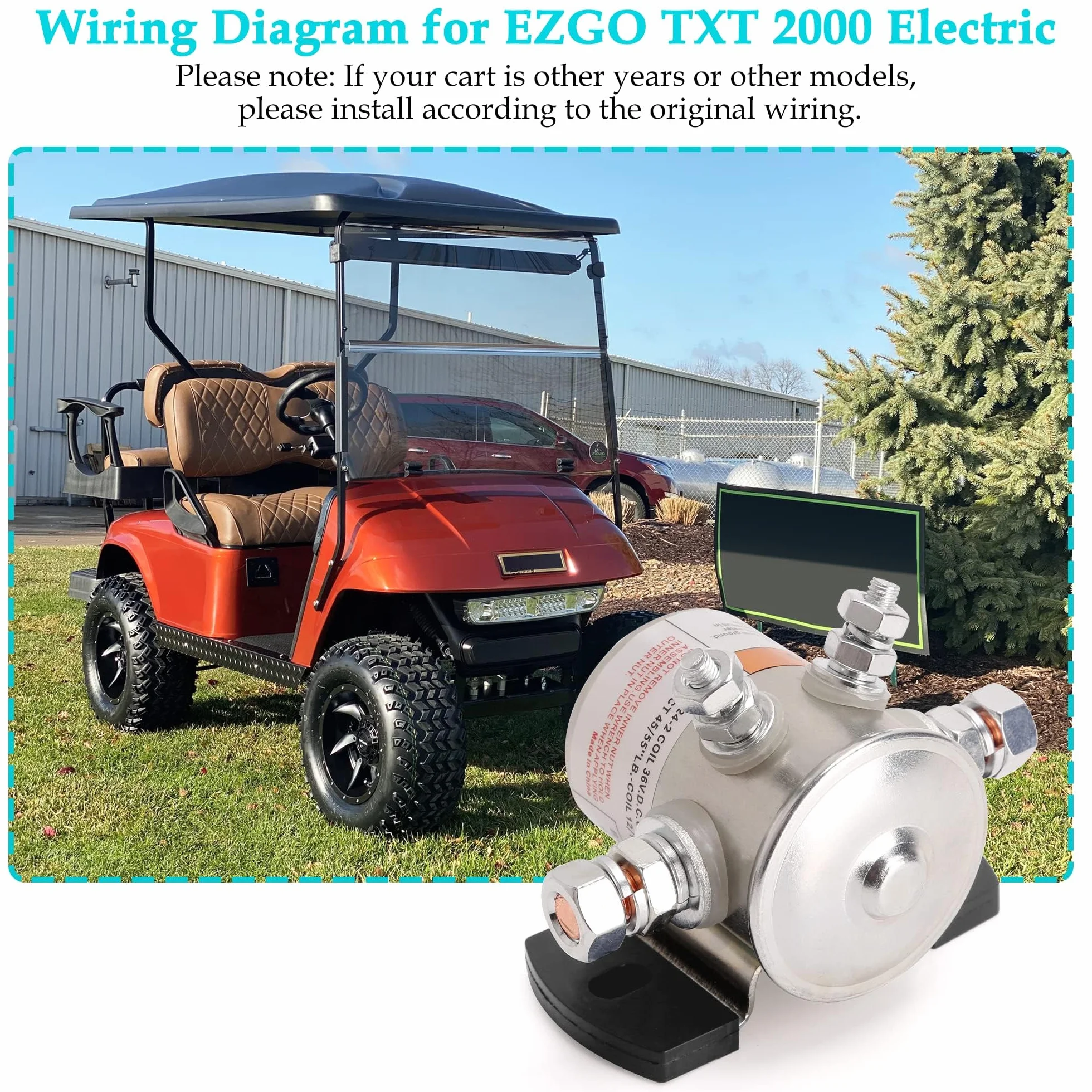 10L0L Elektromagnes o napięciu 36 V do przekaźnika elektrycznego wózka golfowego EZGO nr 70 Series zastępuje elektryczny wózek golfowy EZGO 27855G01, 11761G1, 27855G02, 31680G1, 3016