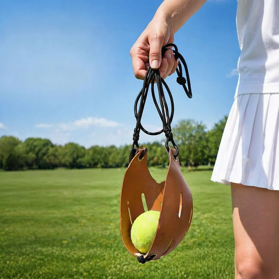Ręcznie wykonana proca owczarka z wysokiej jakości skóry – wytrzymały, tradycyjny przyrząd do rzucania do precyzyjnego treningu rzucania, treningu golfowego, piłeczki tenisowej, wyrzutni piłki