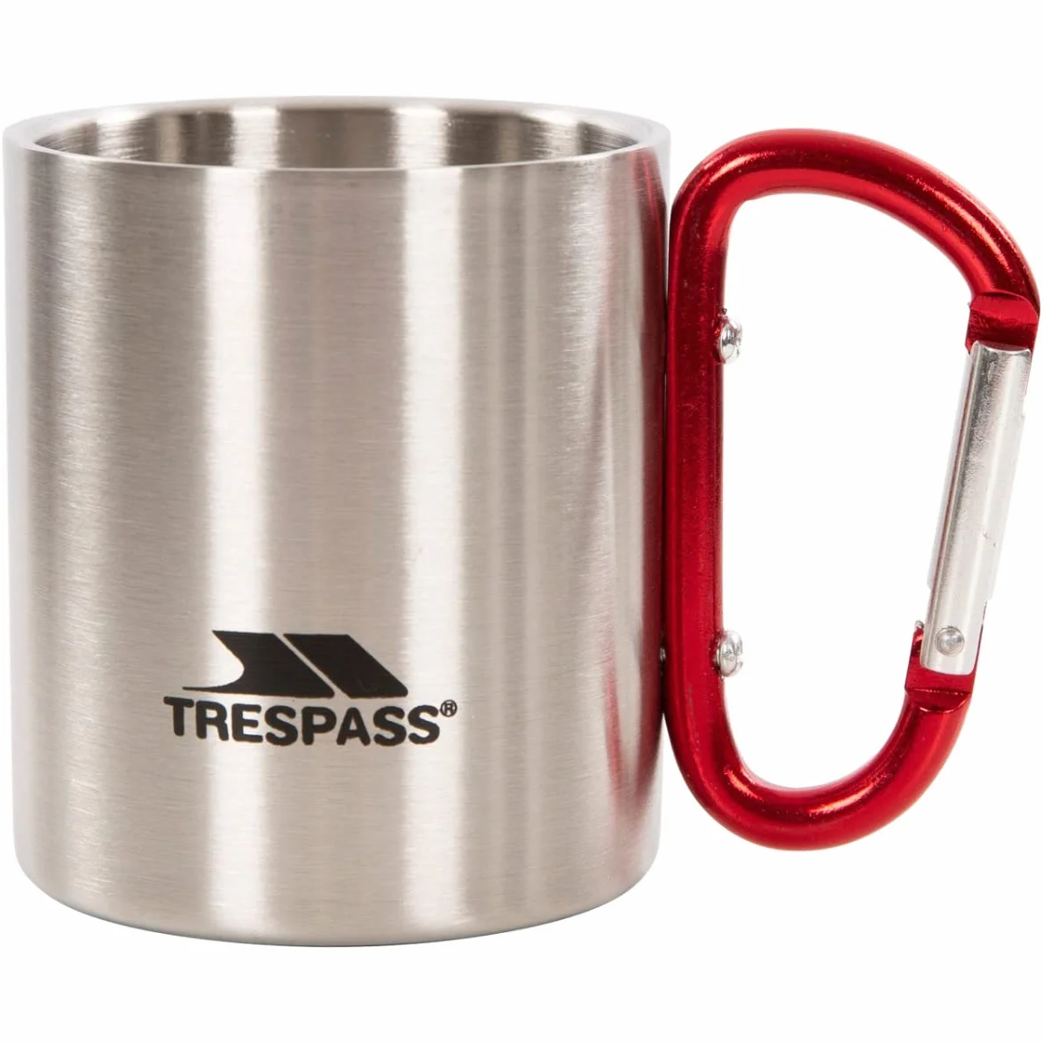 Trespass Bruski, srebrny, podwójne ścianki aluminiowy karabińczyk kubek kempingowy 230 ml, szary