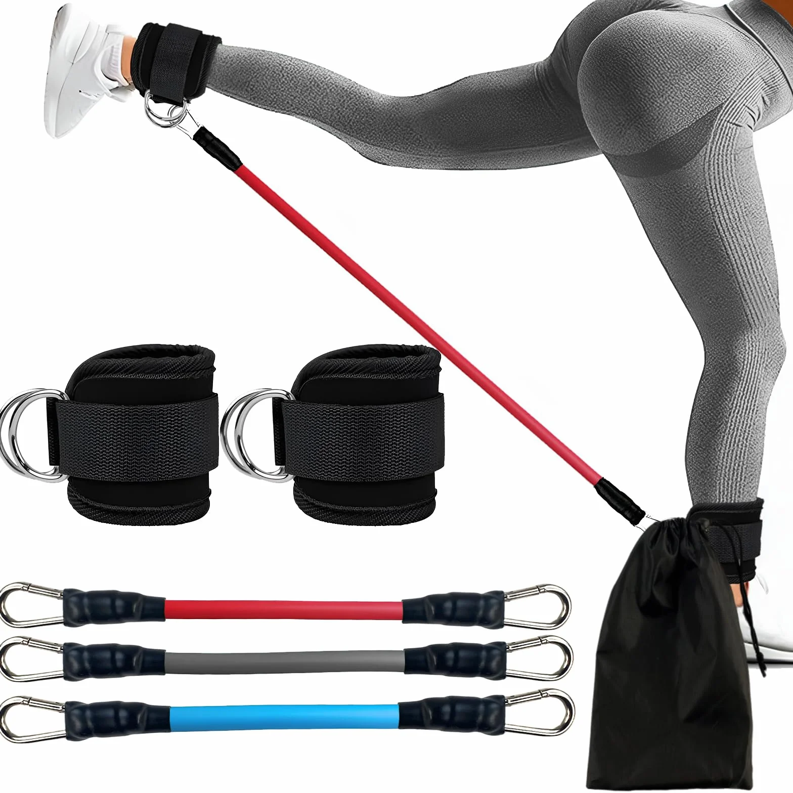 zestaw taśm oporowych z paskami na kostkę, dla kobiet, sprzęt do ćwiczeń na siłownię, do domu, pilatesu, bioder, fitnessu, treningu