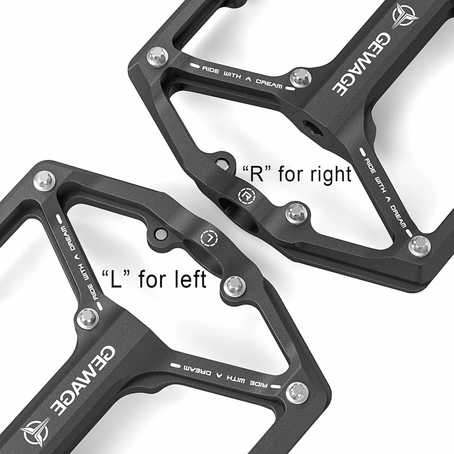 GEWAGE Pedały szosowe/górskie MTB – pedały rowerowe z 3 łożyskami – frezowane CNC płaskie pedały 9/16" z wymiennymi antypoślizgowymi pinami
