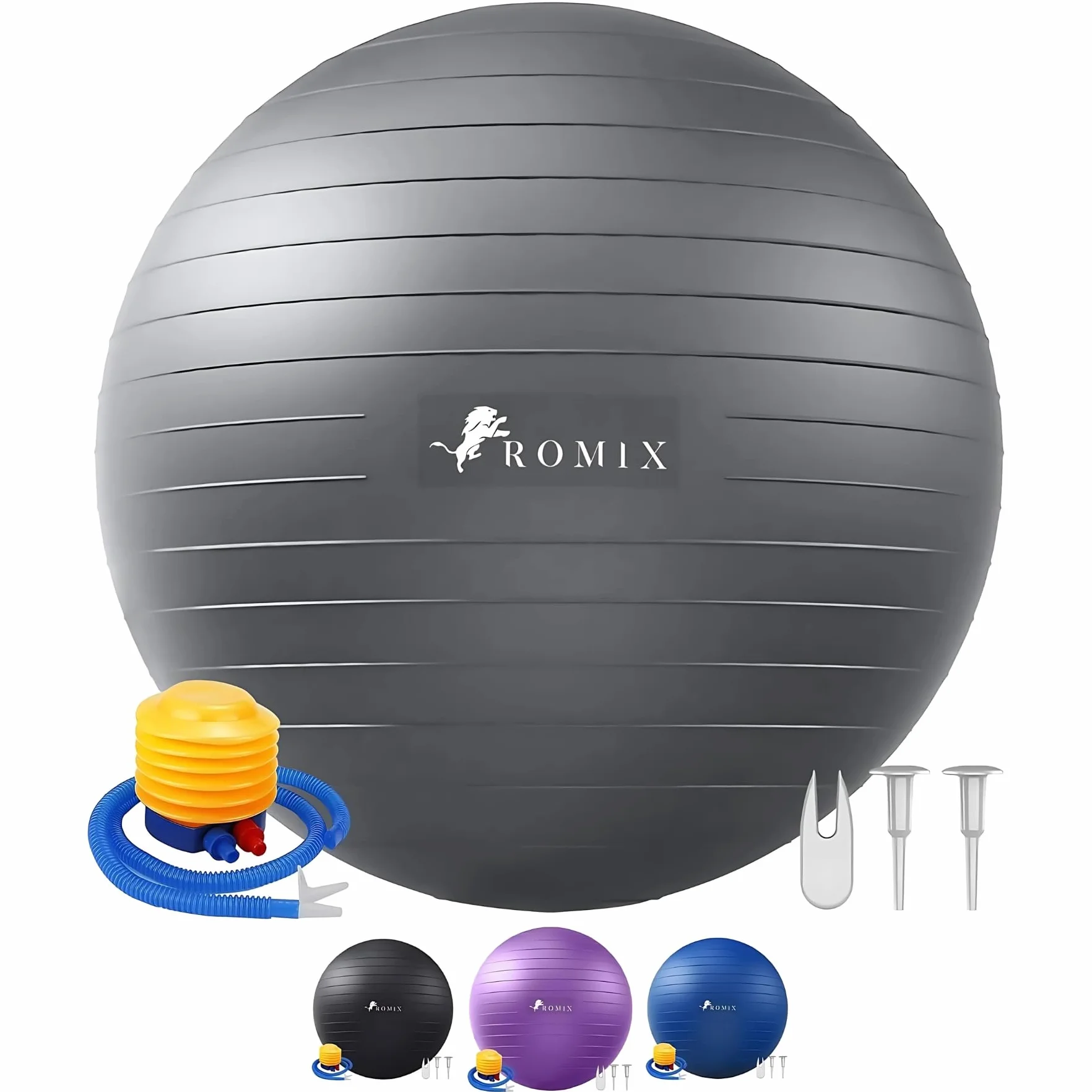 ROMIX Piłka Gimnastyczna, 65cm Gruba Piłka do Pilatesu z Szybką Pompką, Anti-Burst Piłki do Siedzenia do Fitness Stabilność Ćwiczeń Yoga Domu Siłownię Biura