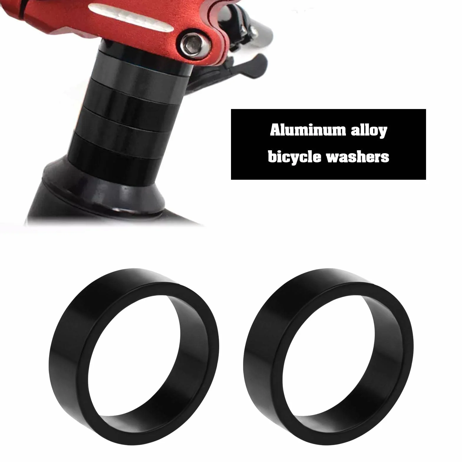 Podkładka dystansowa mostka głowicy Wymienna tuleja główki ramy Podkładka sterów ze stopu aluminium Akcesoria rowerowe 25,4 mm MTB Czarny 8 szt.