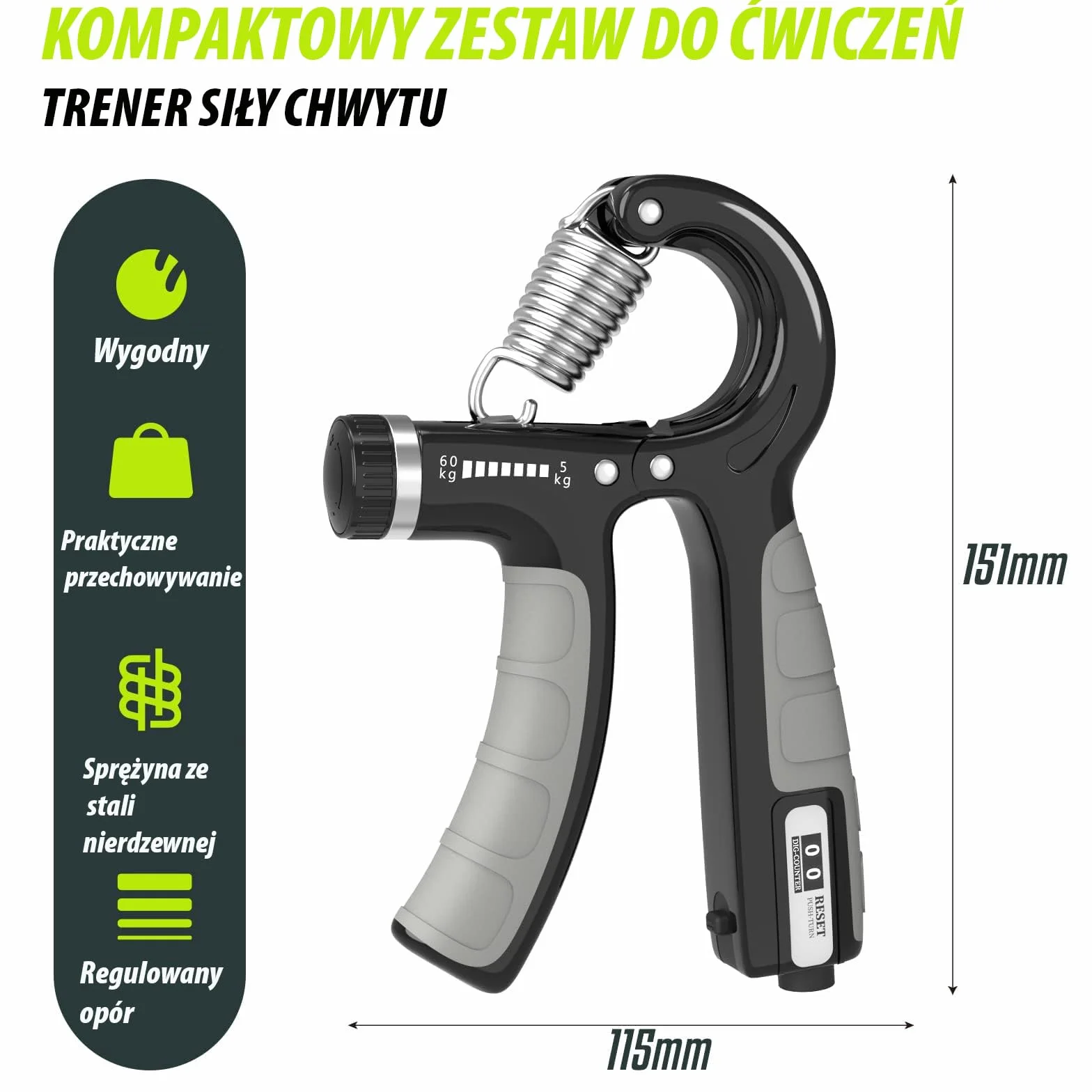 Trenażer ręczny 2-częściowy zestaw przedramion regulowany uchwyt 5-60 kg