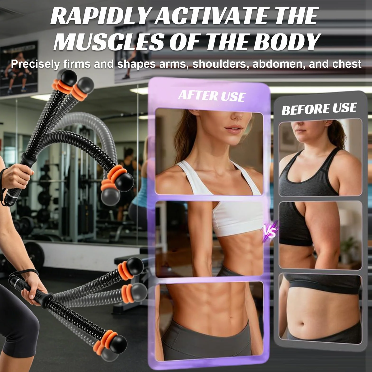 2 sztuki Ropeless Battle Rope bez liny z ciężarkami, ciche liny bojowe z antypoślizgowym uchwytem, HIIT trening całego ciała dla siły, wytrzymałości i spalania tłuszczu, domowa siłownia, fitness