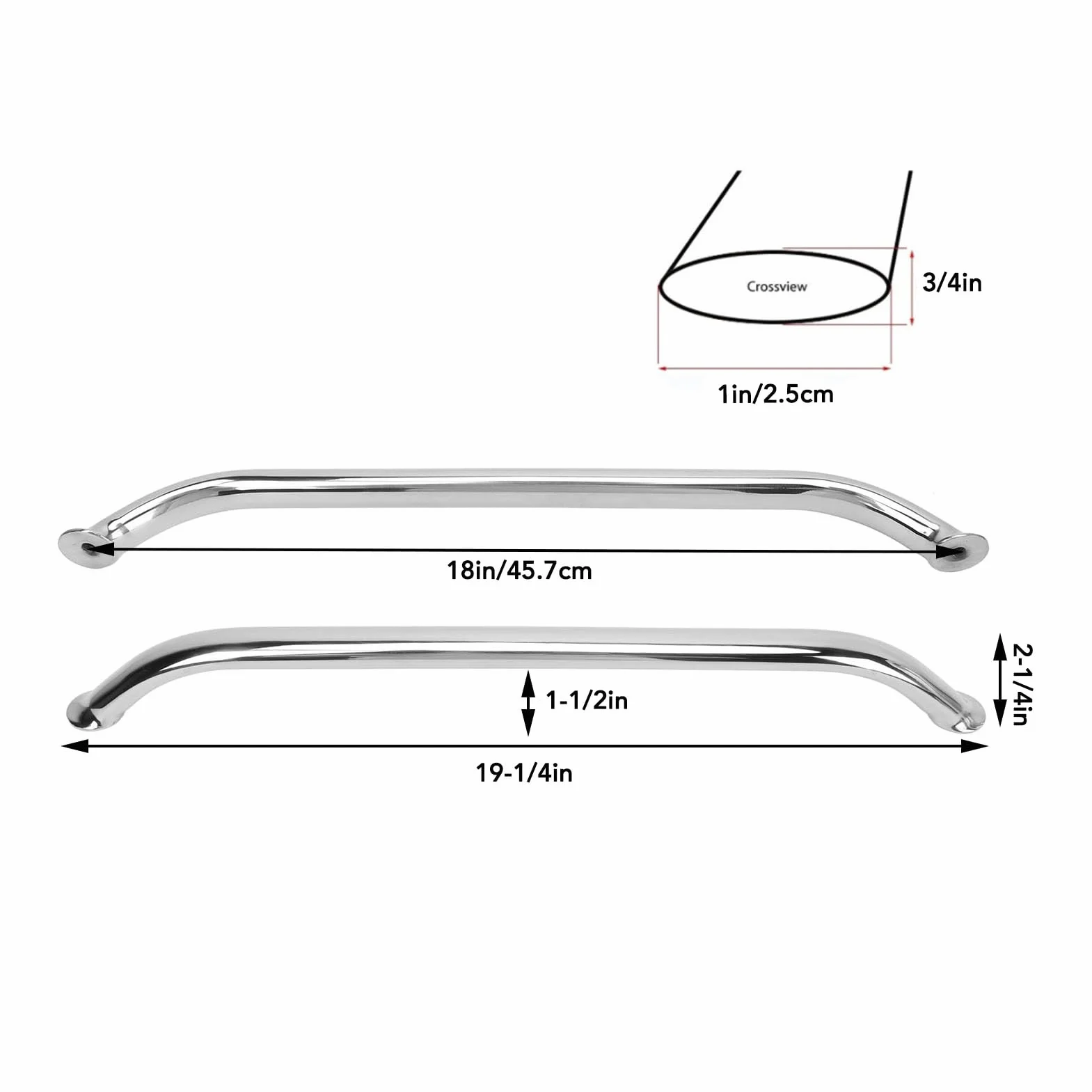 Uchwyt do łodzi Poręcz Ze Stali Nierdzewnej Heavy Duty Poręcz do łodzi Klasy Morskiej Poręcz do Jachtu RV (18 cali/45,7 cm)