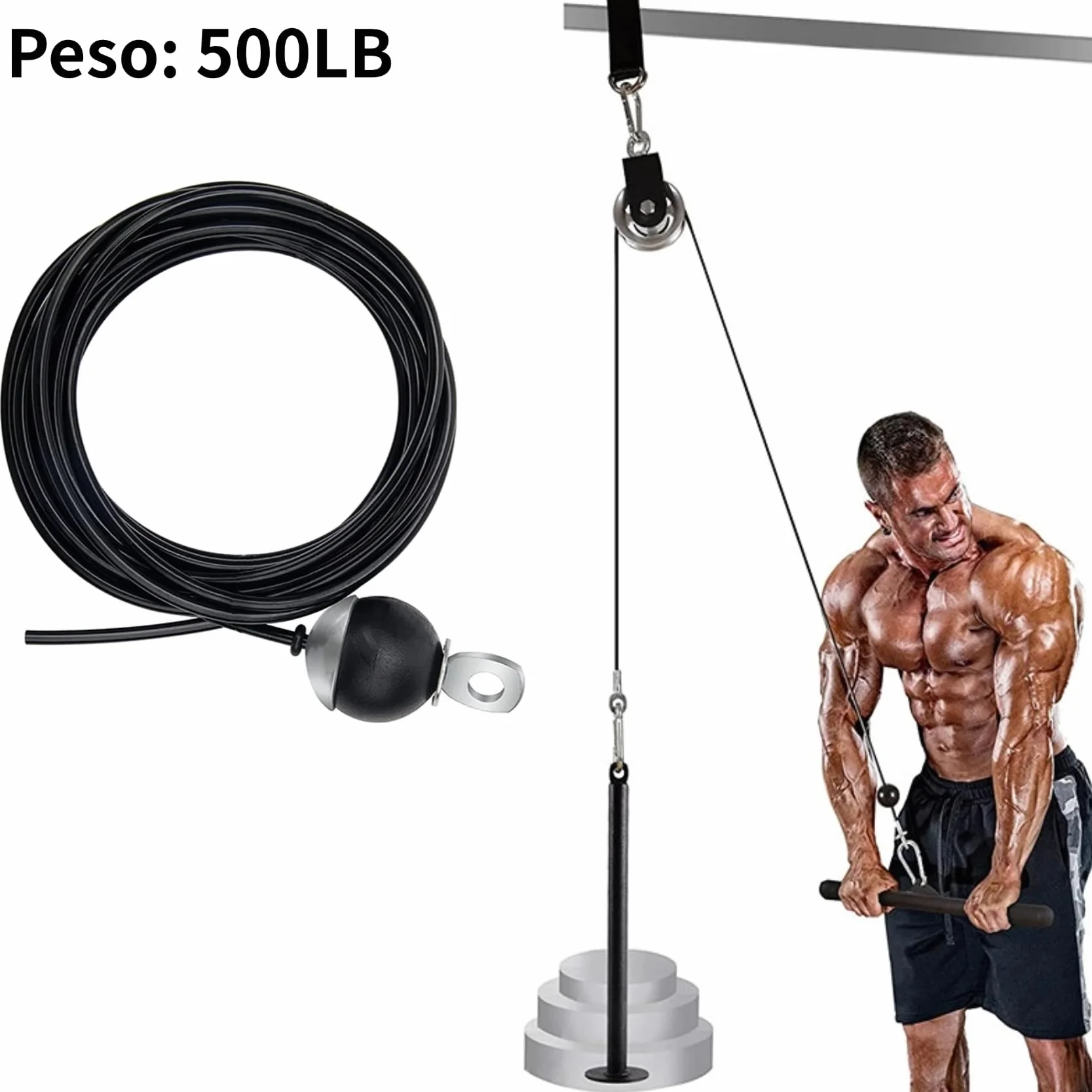 Siłownia kabel drut sprzęt fitness, linka stalowa do wyciągania liny, do fitnessu, domu, na siłownię, system kół pasowych