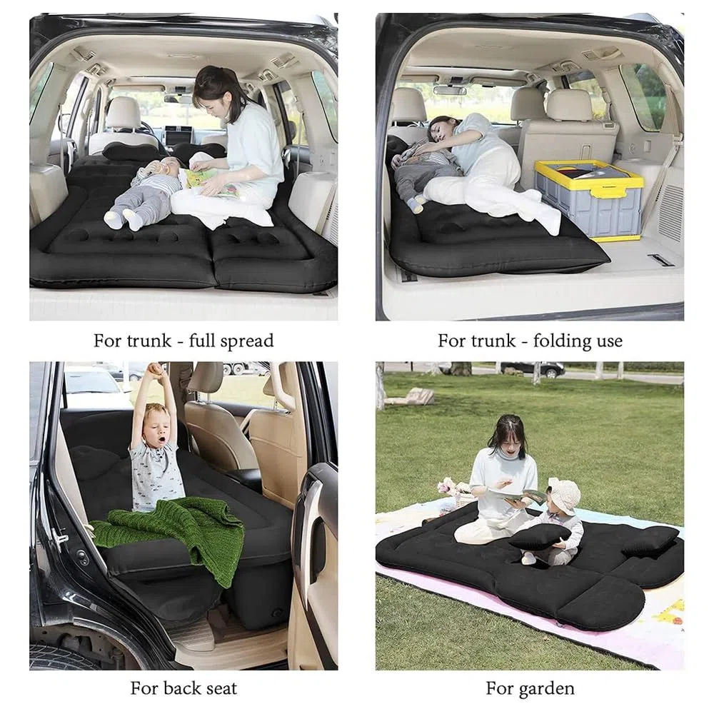 materac powietrzny SUV, materac podróżny do kempingu w samochodzie, zgrubny nadmuchiwany materac z powierzchnią flokowaną i PVC, do podróży, wędrówek, pełnowymiarowa nadmuchiwana mata do spania