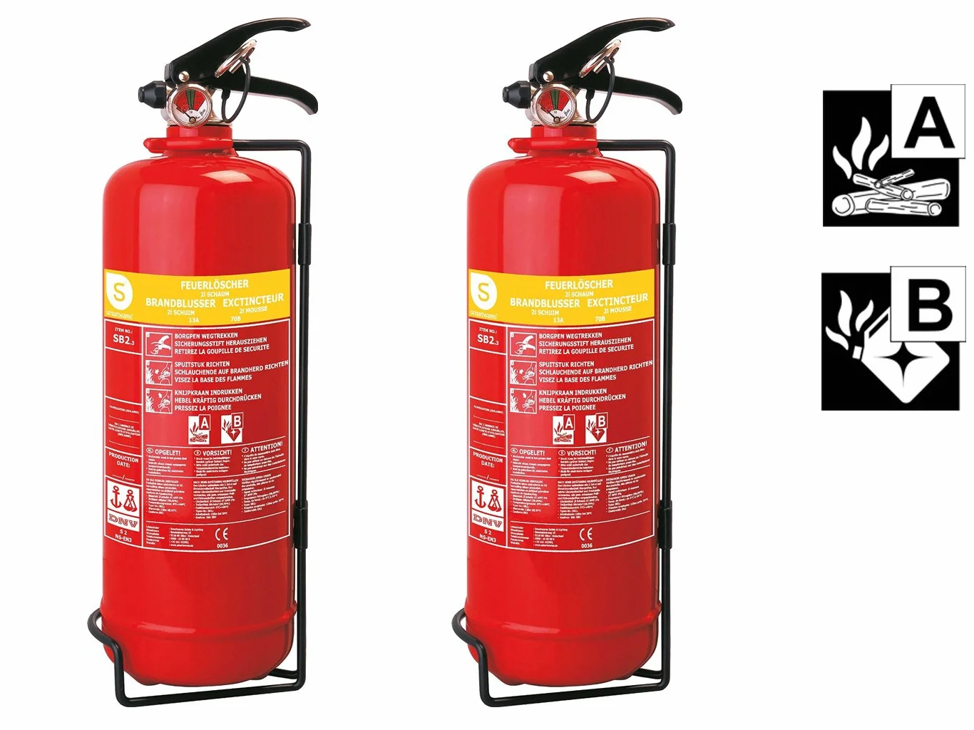 SMARTWARES Zestaw 2 gaśnic pianowych 2L klasa A B SB2SW