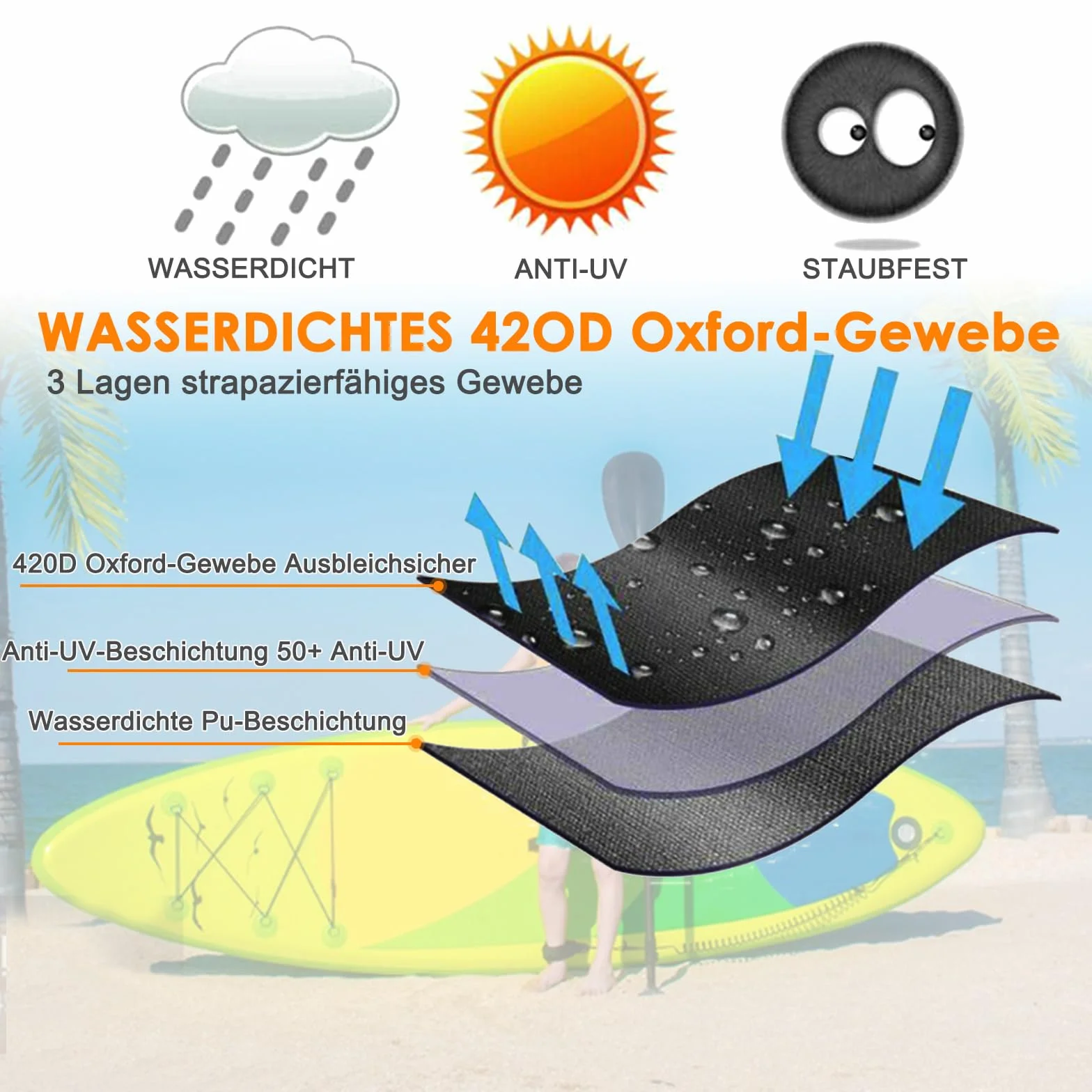 Pokrowiec na kajak Oxford 420D wodoszczelny UV 5,1-5,5 m czarny
