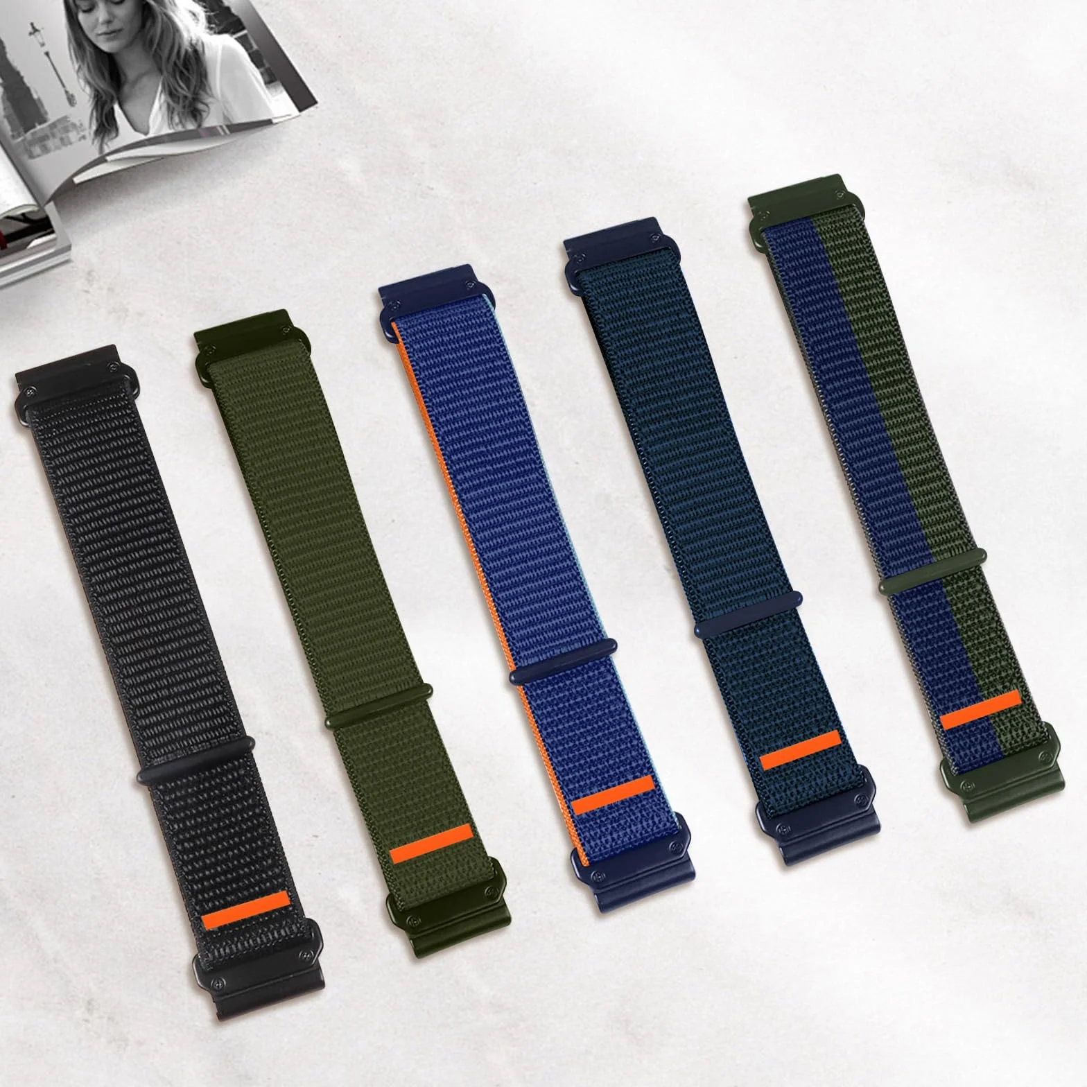 Pasek nylonowy Quickfit 22 mm do Garmin Fenix 5/5 Plus/6/6 Pro/7/7 Pro/EPIX Pro 47 mm, Epix 2, Instinct/Instinct 2 Solar, Forerunner 935/945/955, Approach S60/S62