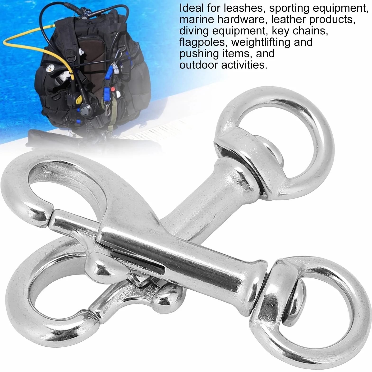 2 Szt.Haczyki do Nurkowania Karabińczyk Wspinaczkowy 316 ze Stali Nierdzewnej Heavy Duty Link Hook Brelok