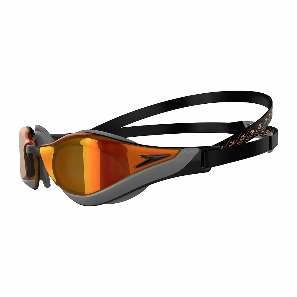 Speedo Unisex okulary do pływania dla dorosłych Fastskin Pure Focus, okulary do zawodów, ochrona przed zaparowaniem, wodoszczelne, czarne/pomarańczowo-złote, rozmiar uniwersalny