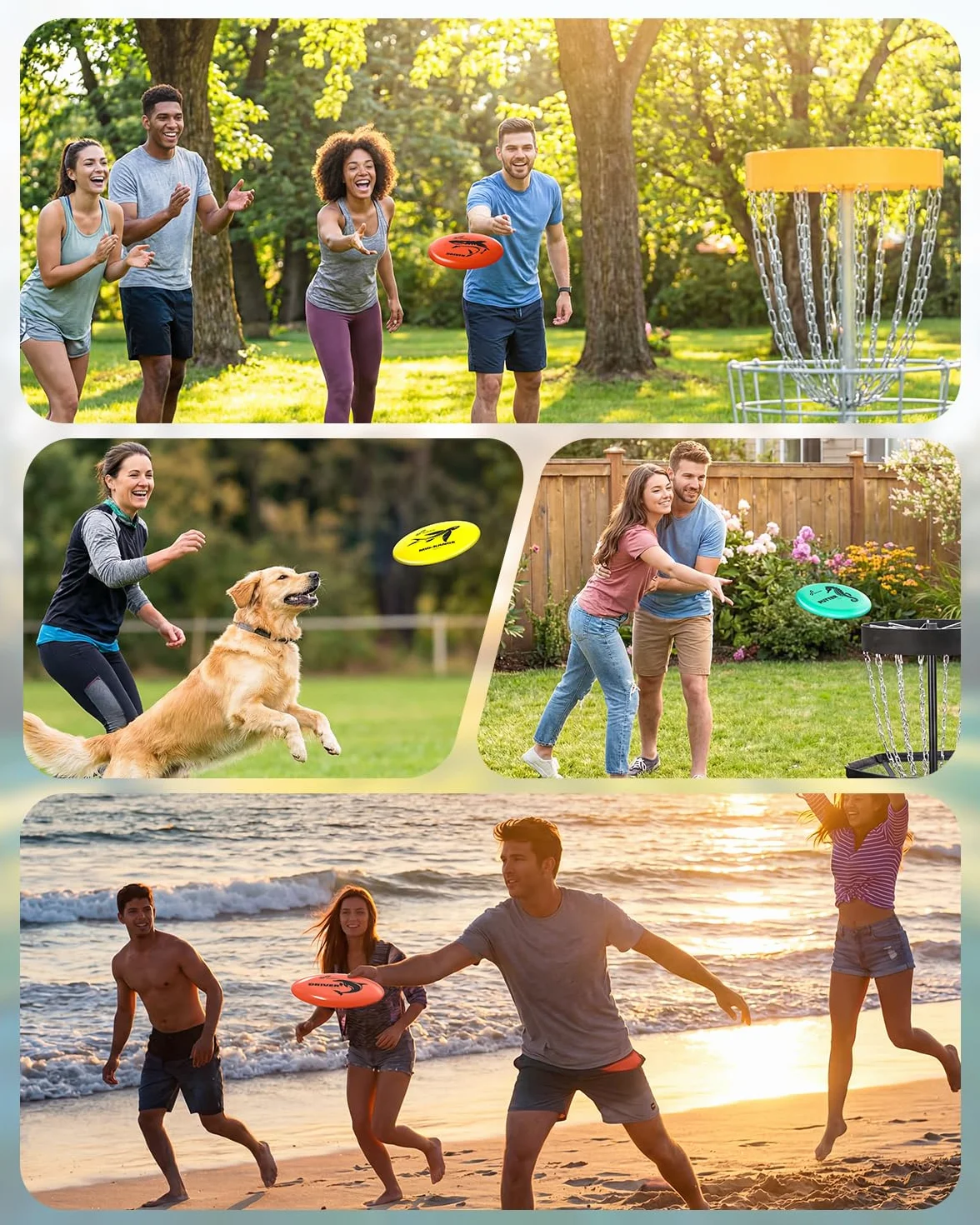 Sportneer Zestaw płyt do disc golfa – seria Ocean, 6-częściowy zestaw startowy do disc golfa z putterem, na średnią odległość i driverem, dyski do gry w sportową wersję disc golfa dla dorosłych