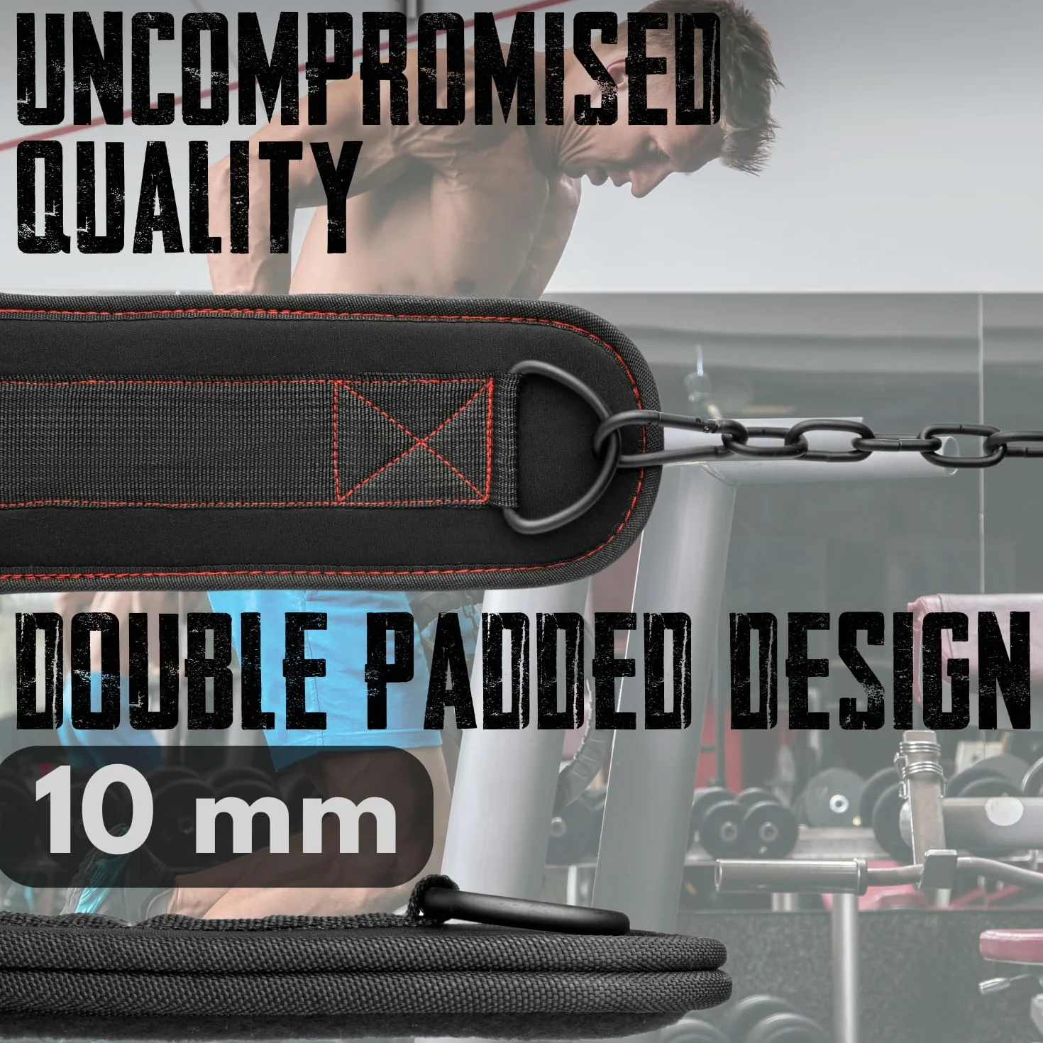 EVO Fitness Dip Belt Heavy Duty 36-calowy regulowany łańcuchowy pas do podnoszenia ciężarów 6,2-calowy pas do podnoszenia ciężarów z podparciem pleców