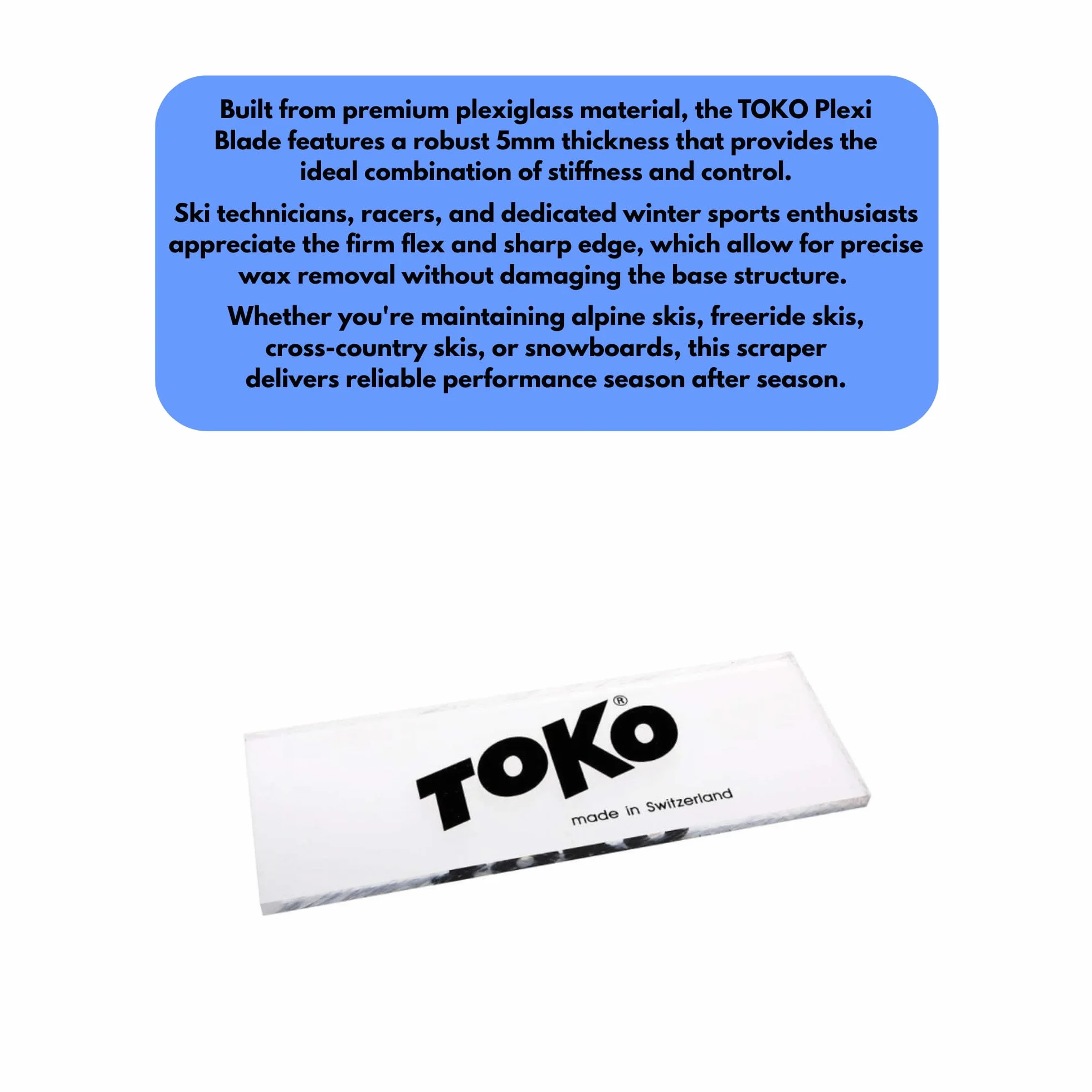 TOKO Plexi Blade Skrobak do snowboardu i freeride Skis Wax Scraper
