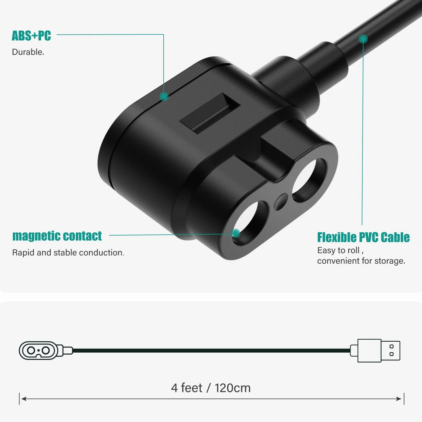 TUSITA Magnetyczny Kabel Ładowarka Kompatybilny z LEDLENSER MH7 MH8 MH11 iH11R ML4 Lights - 1.2M / 4ft.