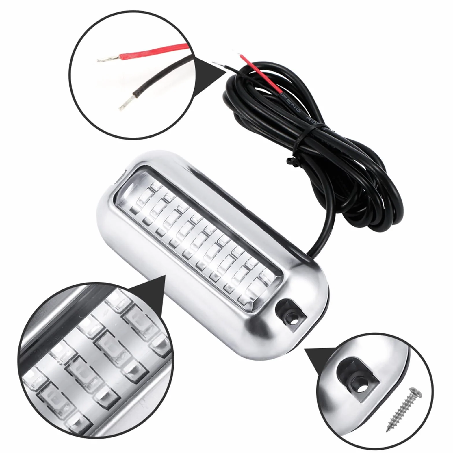 2 x 27 diod LED, podwodne światło łodzi, 12 V-30 V, tylne światło ryb, sygnalizacja, do łodzi, na pokład, kajak, jacht, morski, ponton