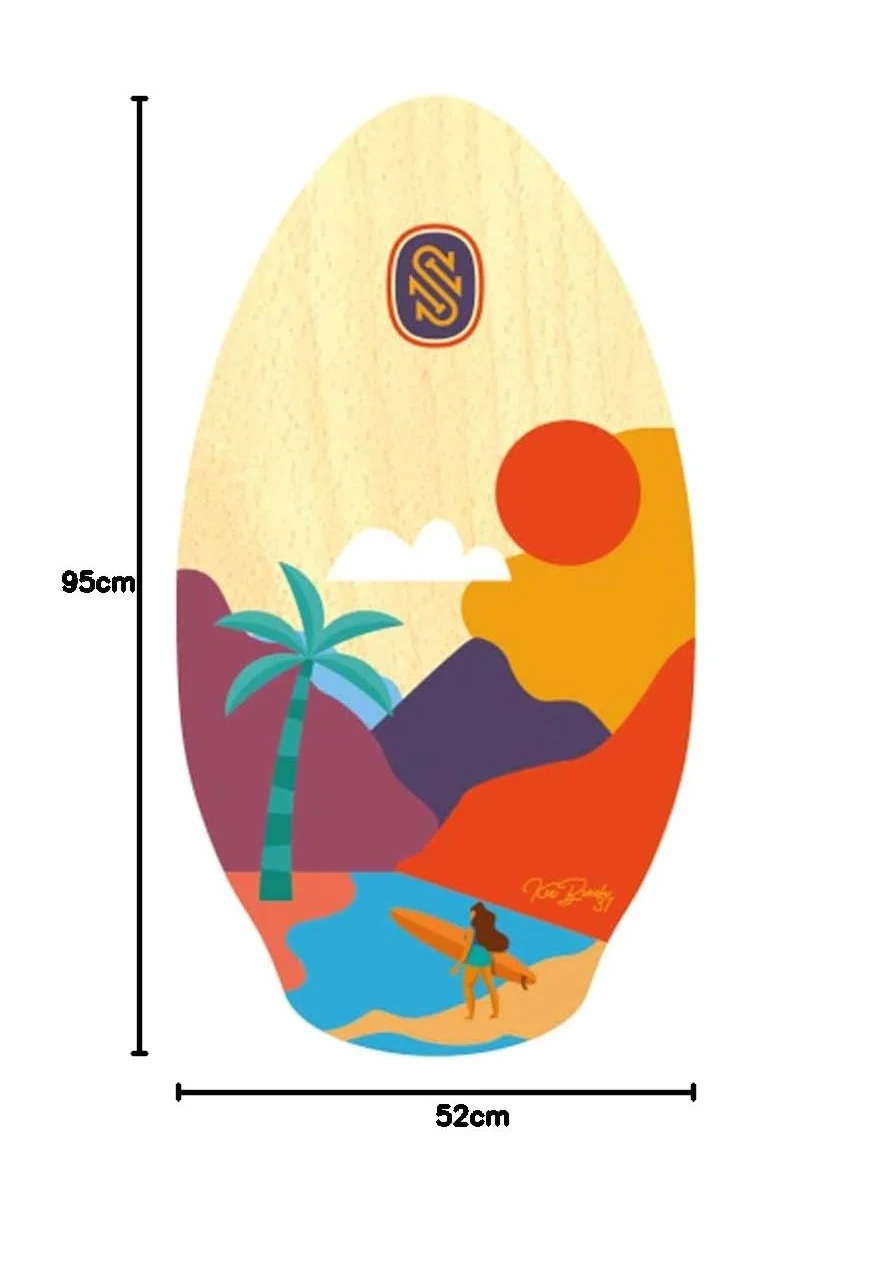 Skimboard SkimOne 37 95 cm Kee Beach pomara?czowy ?ó?ty drewno