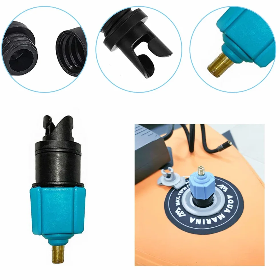adapter do pompy, nadmuchiwany konwerter zaworów powietrza z 4 dyszami gazowymi do pontonów/deski SUP, nadmuchiwanego łóżka/pontonu, adapter do wentylu sup do sprężarki