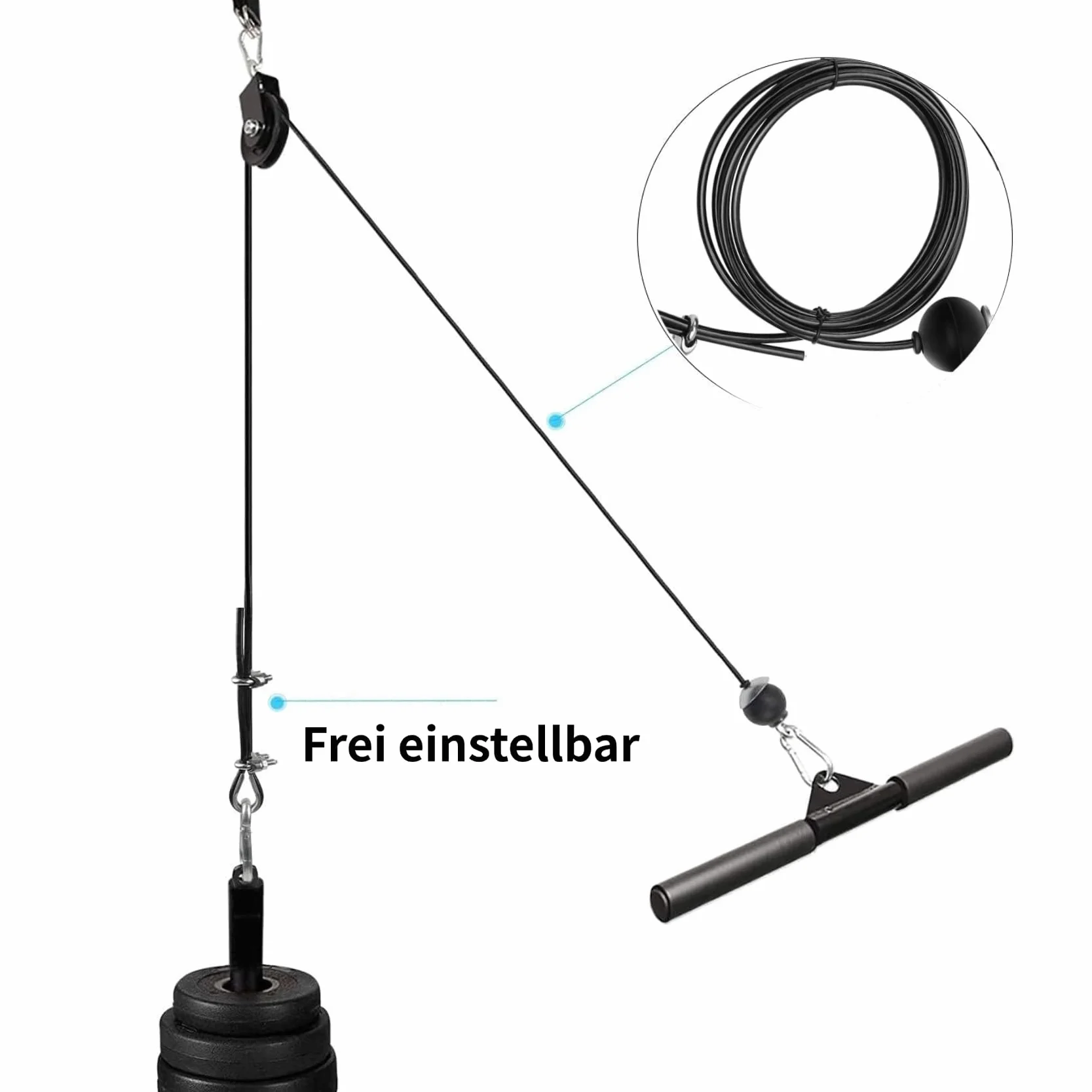 Siłownia kabel drut sprzęt fitness, linka stalowa do wyciągania liny, do fitnessu, domu, na siłownię, system kół pasowych