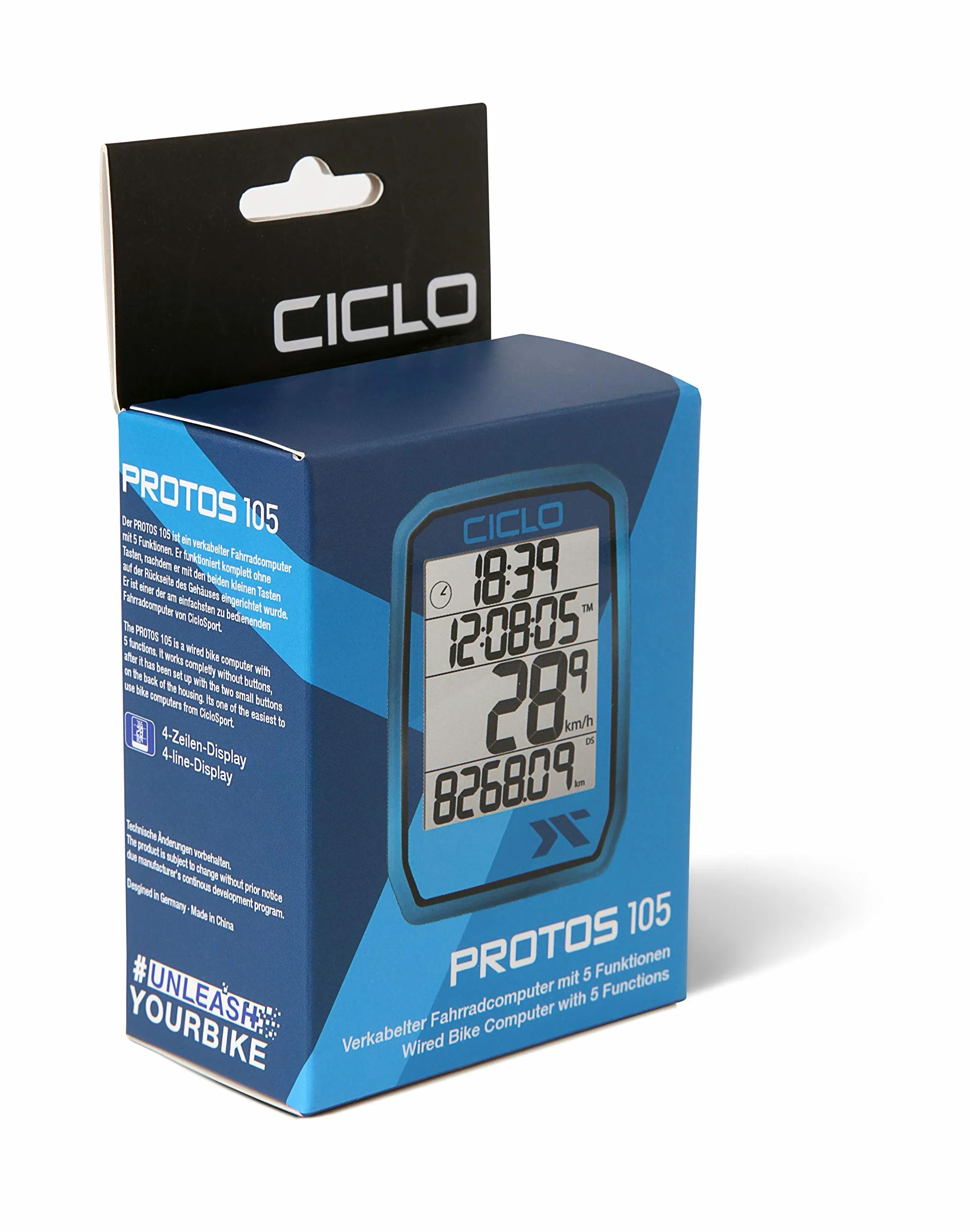 CICLO PROTOS 105 komputer rowerowy z przewodem, z 5 automatycznymi funkcjami