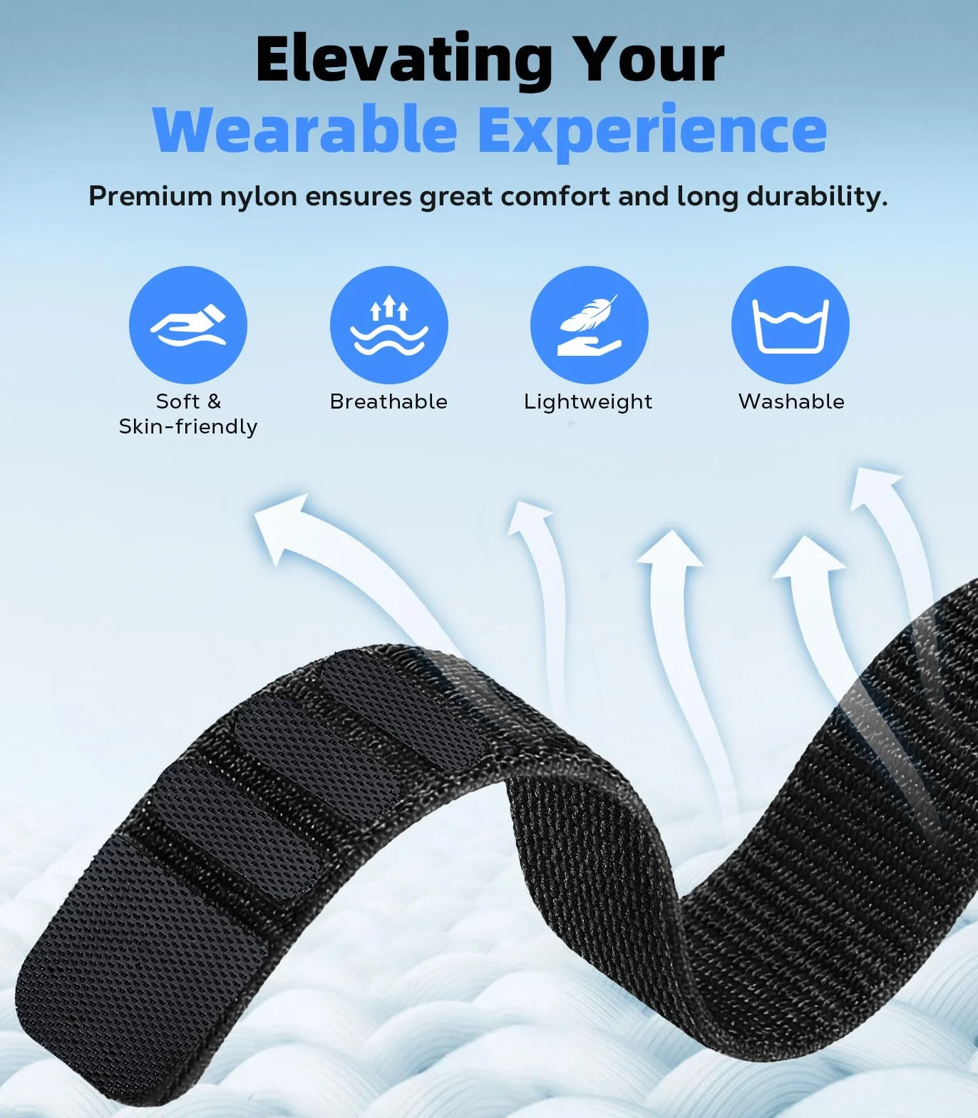 Nylon Sport Band compatible with Amazfit Helio Strap, Adjustable Bicep Band for Helio Fitness Tracker Breathable Replacement Armband for Traning Running