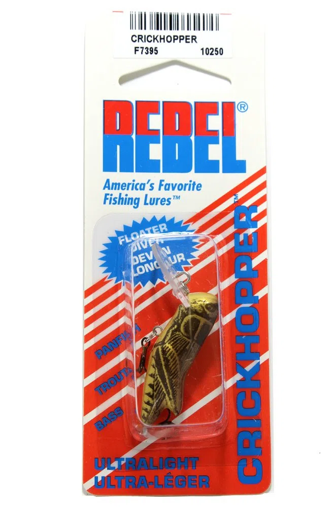 Rebel Przynęty Crickhopper Cricket/Grasshopper Crankbait przynęta wędkarska, 1 1/2 cala, 1/113.4 g, brązowy krykiet, crickhopper (3/907.2 g)