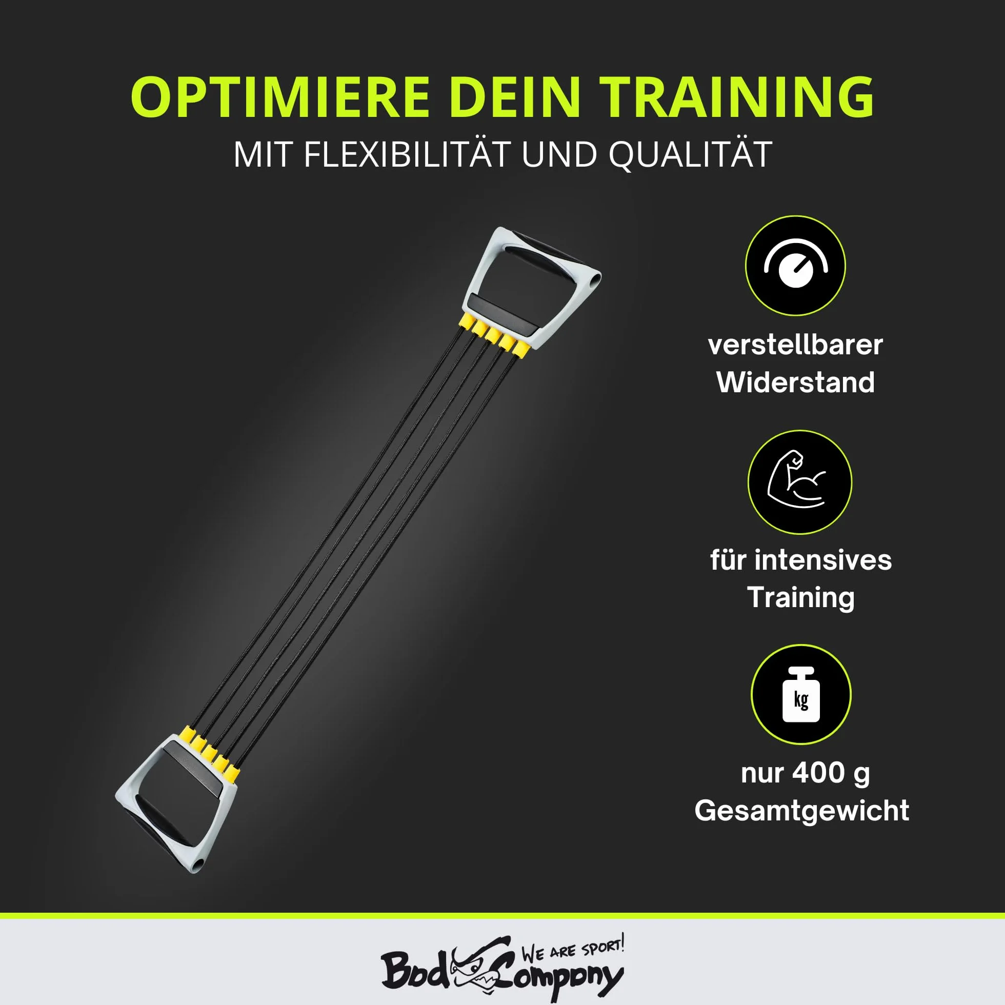 Bad Company Chest Expander I 5-stopniowa regulacja oporu taśmy oporowe z uchwytami I taśmy fitness do treningu domowego