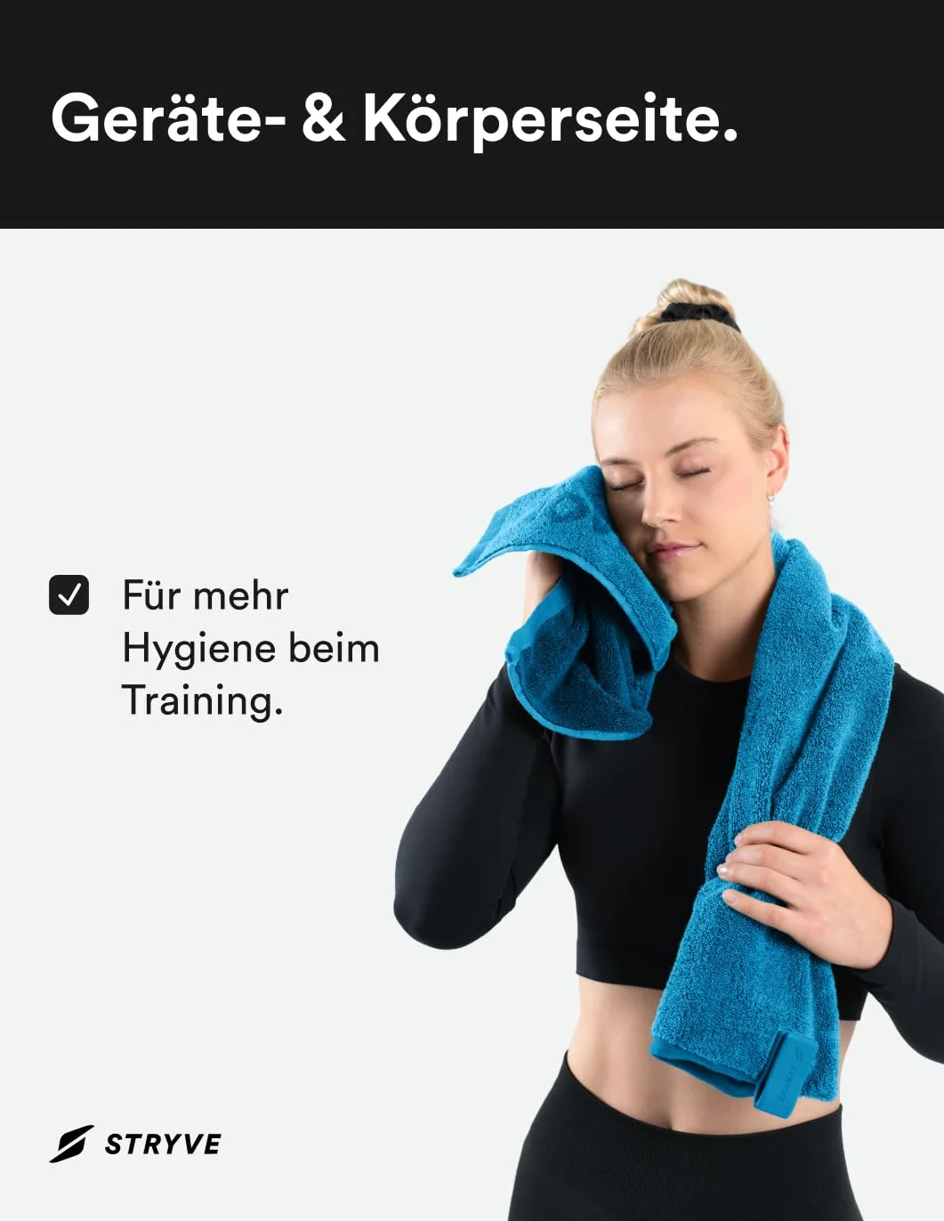 STRYVE ® TOWELL+Pro ręcznik sportowy (105 x 42,5 cm) ręcznik fitness z magnesem, torba + ochrona przed poślizgiem, ręcznik kąpielowy, joga i studio fitness