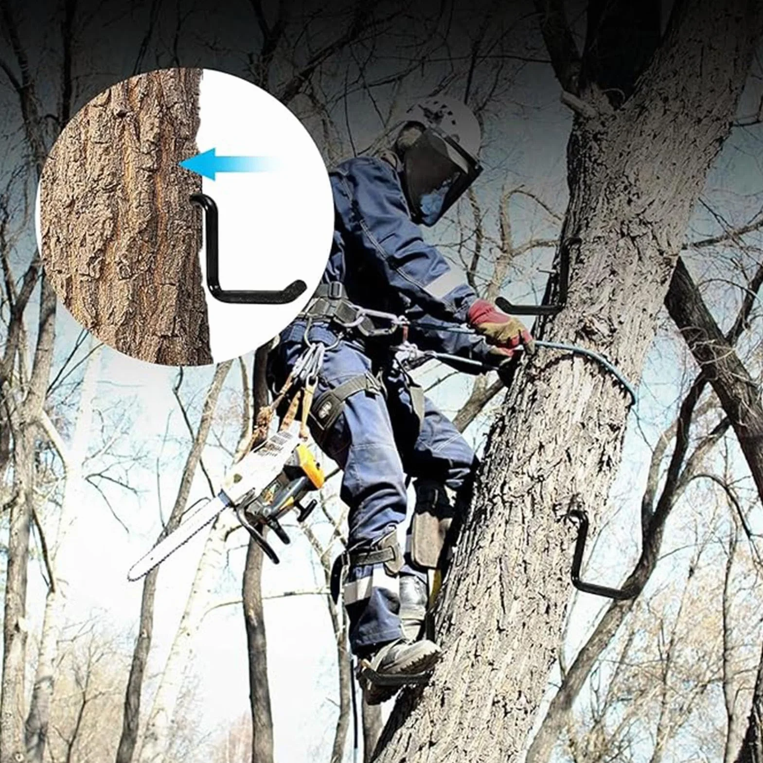 Stopnie do wspinaczki po drzewach, wkręcane stopnie drzewa - Stojak na drzewo z radełkowanym wzorem | Mocowanie za pomocą śruby samogwintującej 705 funtów, antypoślizgowy stojak na drzewo