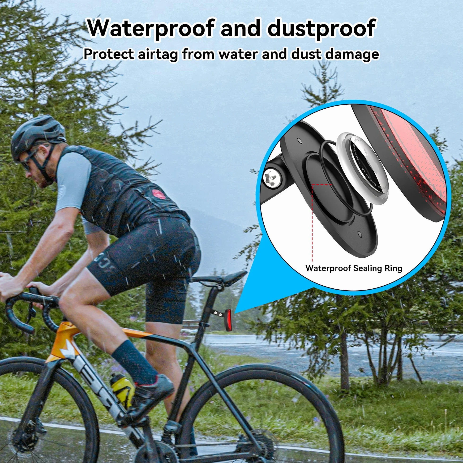 DDJ Uchwyt rowerowy do Apple AirTag Moto Tag, ukryte reflektory rowerowe, uchwyt na naklejkę powietrzną, wodoodporny, antykradzieżowy, ze śrubami i narzędziami, do rowerów