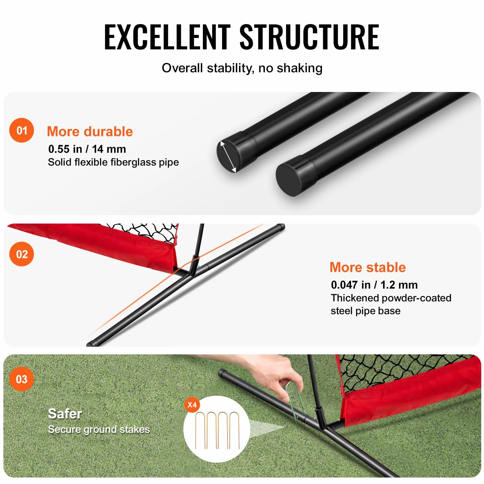 VEVOR Barricade Backstop Siatka sportowa barierowa przenośny ekran ochronny baseball softball lacrosse piłka nożna hokej