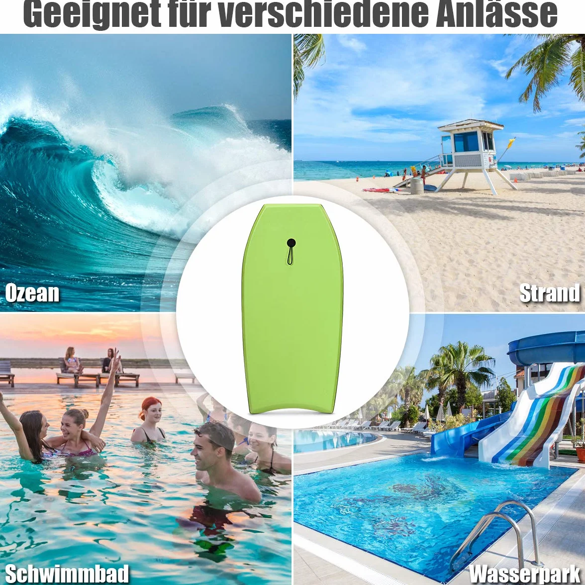 Costway Bodyboard, deska do pływania, deska surfingowa dla dzieci i dorosłych, deska surfingowa, deska Sup-Board, 104 x 51 x 6 cm (zielona i niebieska)