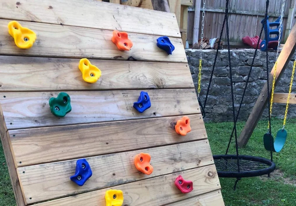 Uchwyty do wspinaczki dla dzieci, KINSPORY 10 pcs Uchwyty do ściany wspinaczkowej dla dzieci Kolorowy zestaw do wspinaczki z dwoma niebieskimi uchwytami dla Indoor Outdoor Plac zabaw PlaySet Budynek