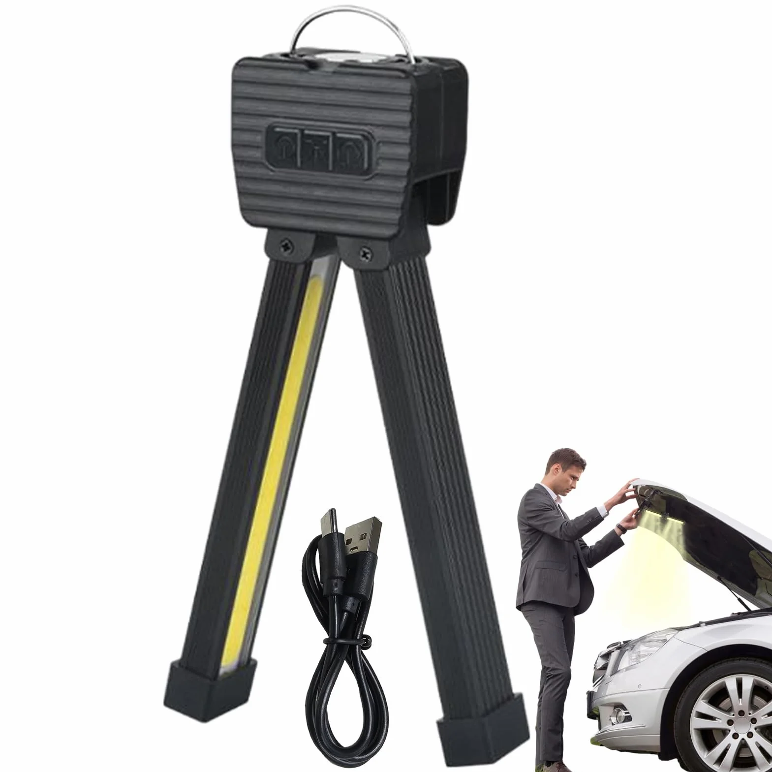 Gym Lamp Light, Waterproof Led Flashlight, 17.8x5.2x3.2cm/7.01x2.05x1.26 Inches 7-Grade Dimming, Rechargeable 180-Degree Folding Worklight, Magnet Hook, for Outdoor, Gardening