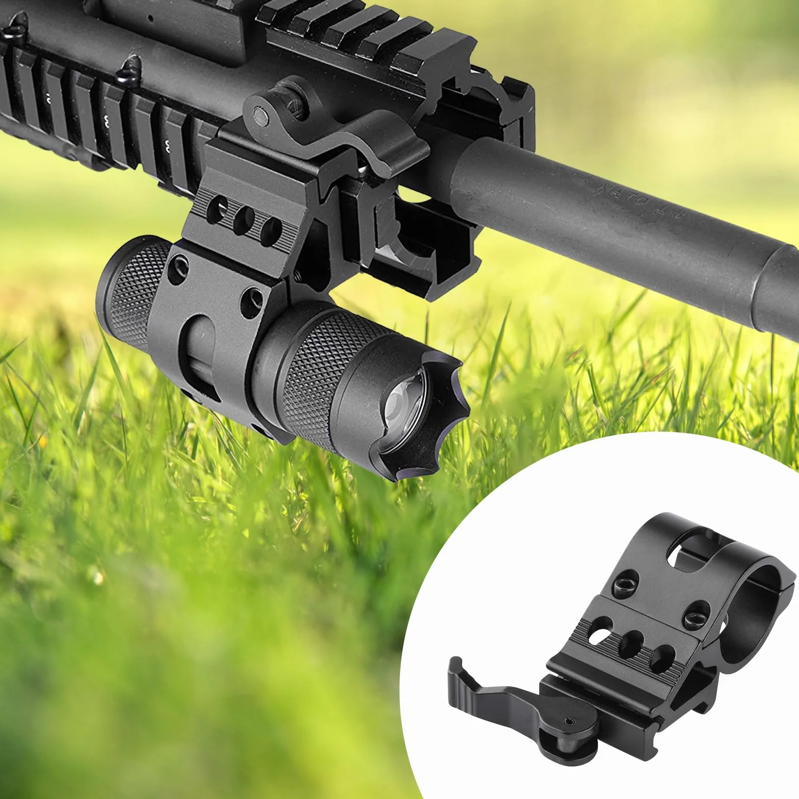 Uchwyt szybkomocujący do latarki, 21 mm szczelina, do rury o średnicy 25,4 mm, uchwyt na latarkę ze stopu aluminium, czarny | kompatybilny z soczewkami LED, latarką policyjną, bezpieczną