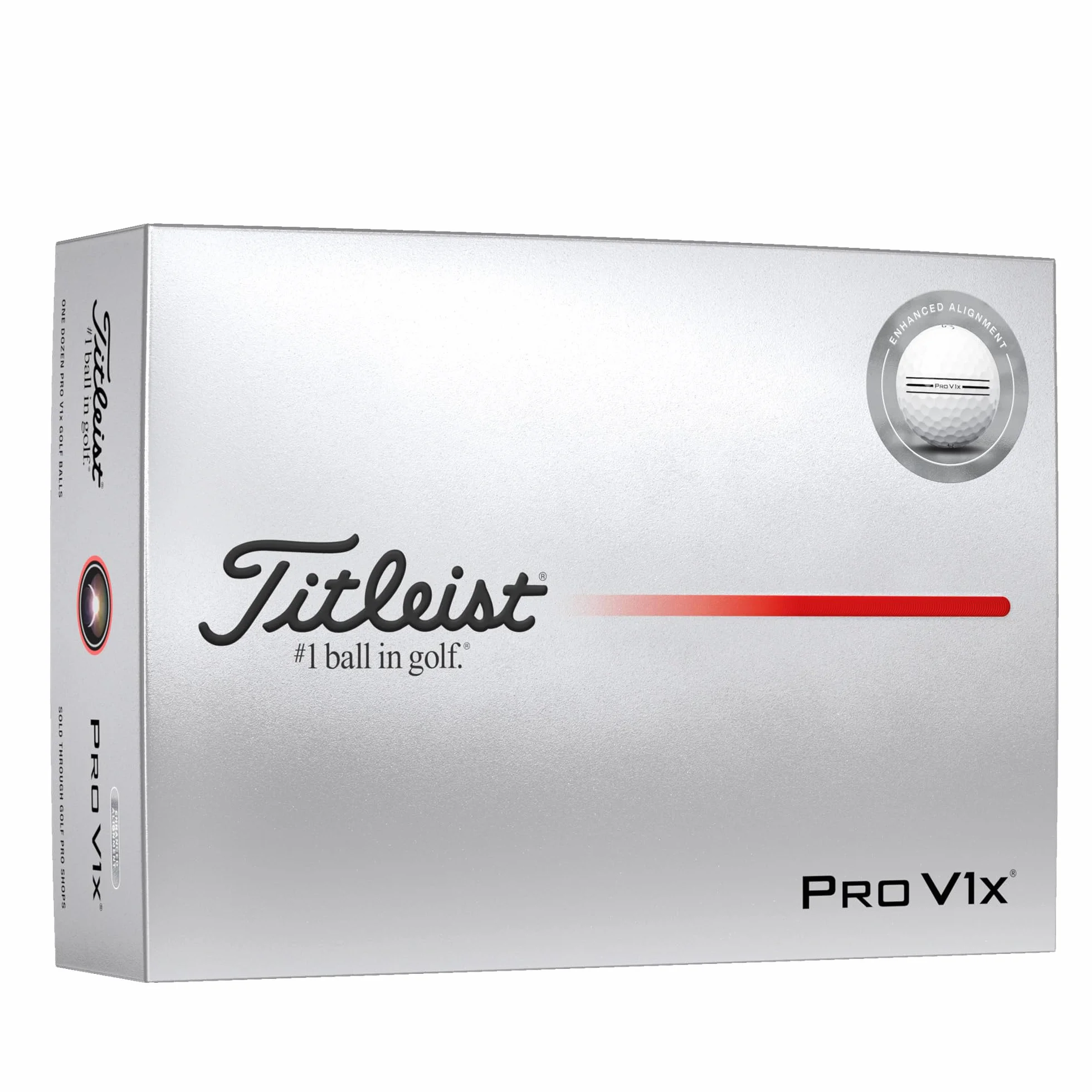 Titleist Pro V1x Enhanced Alignment piłka golfowa, 12 sztuk, biała
