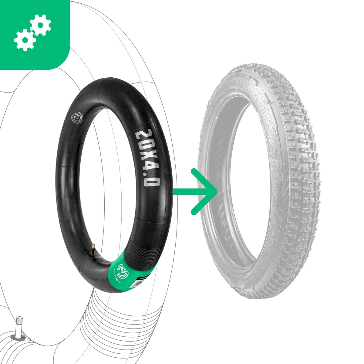 MOOVMOOV Dętka 20x4 z prawym zaworem Schradera (x2) - kompatybilna z Fat Bike/MTB/rowery elektryczne, bardzo wytrzymała guma butylowa, do opon 20 cali - 100-406