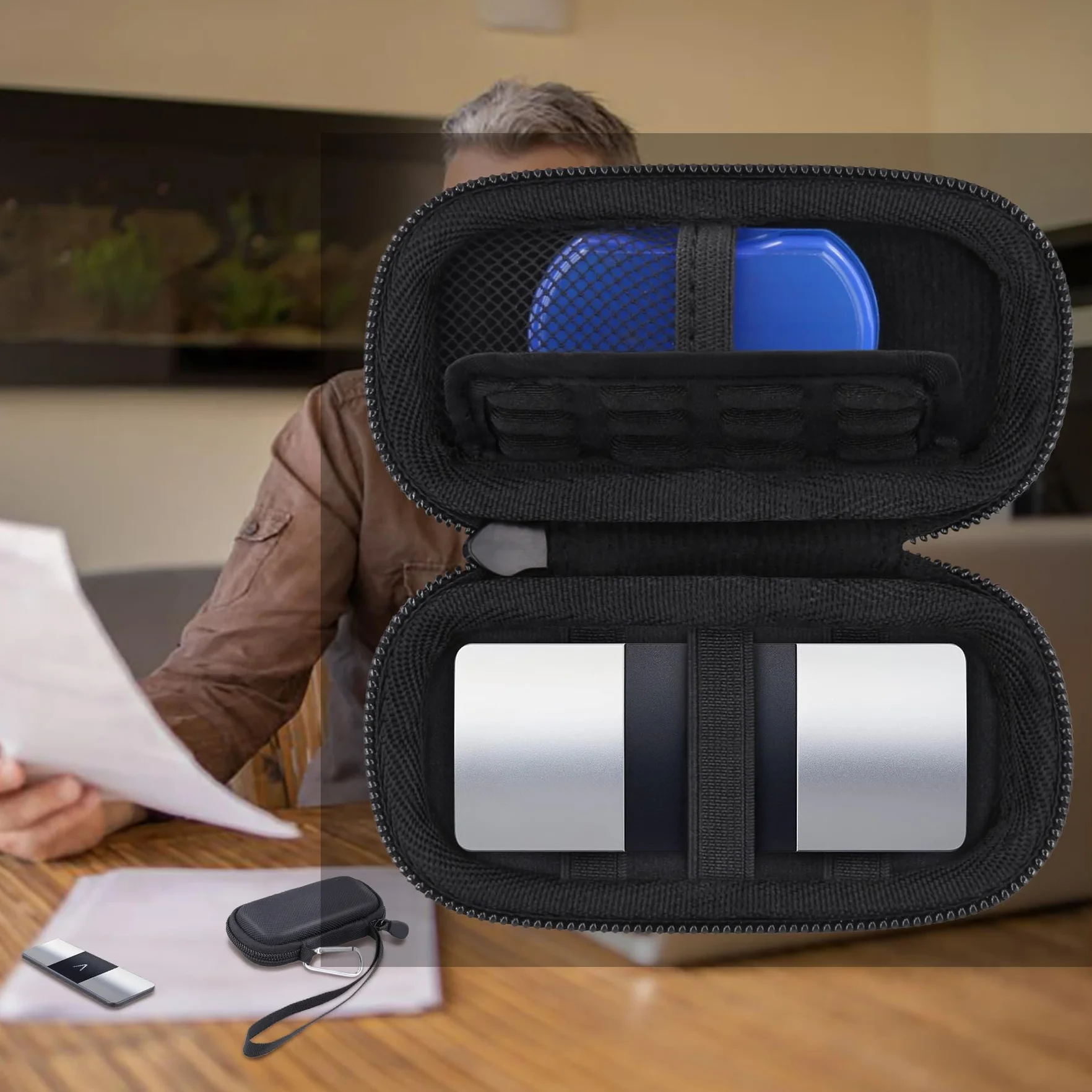 Khanka Twarde etui na monitor serca KardiaMobile 6L/1L EKG z karabińczykiem i smyczą