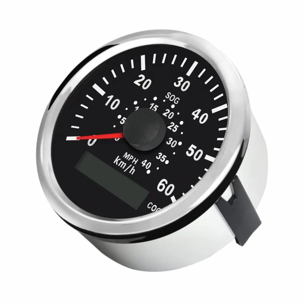 ELING 3-3/8 cala (85 mm) prędkościomierz GPS 60 km / H 40 MPH wskaźnik prędkości do statków jachtowych z podświetleniem (60 km / H BS)
