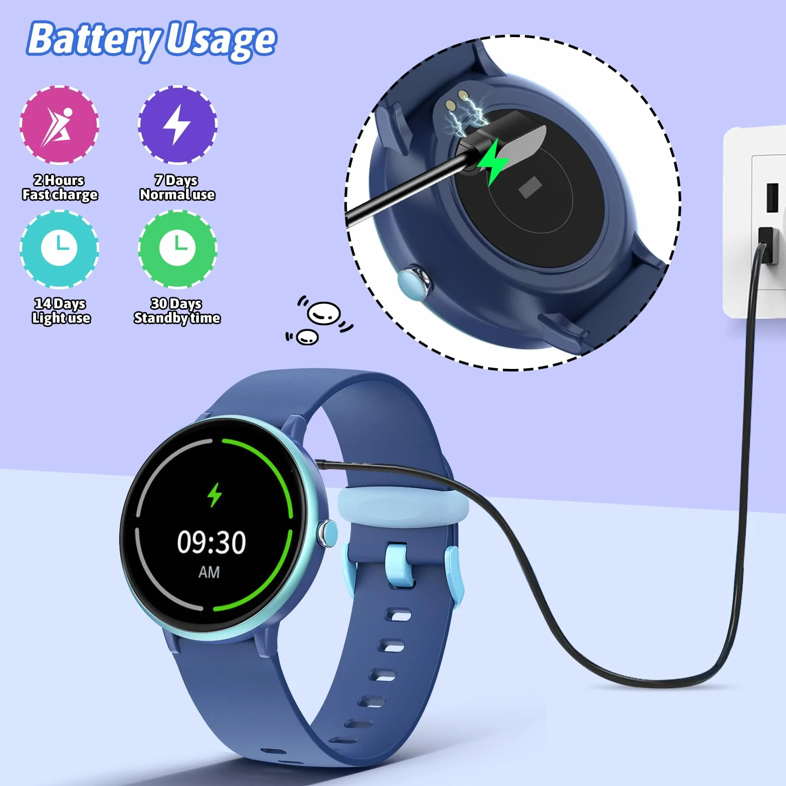 Smartwatch dla dzieci chłopców i dziewczynek, zegarek z trackerem aktywności, wodoszczelność IP68, 19 trybów sportowych, monitorowanie tętna, monitor snu, krokomierz, prezent dla dzieci od 5 lat