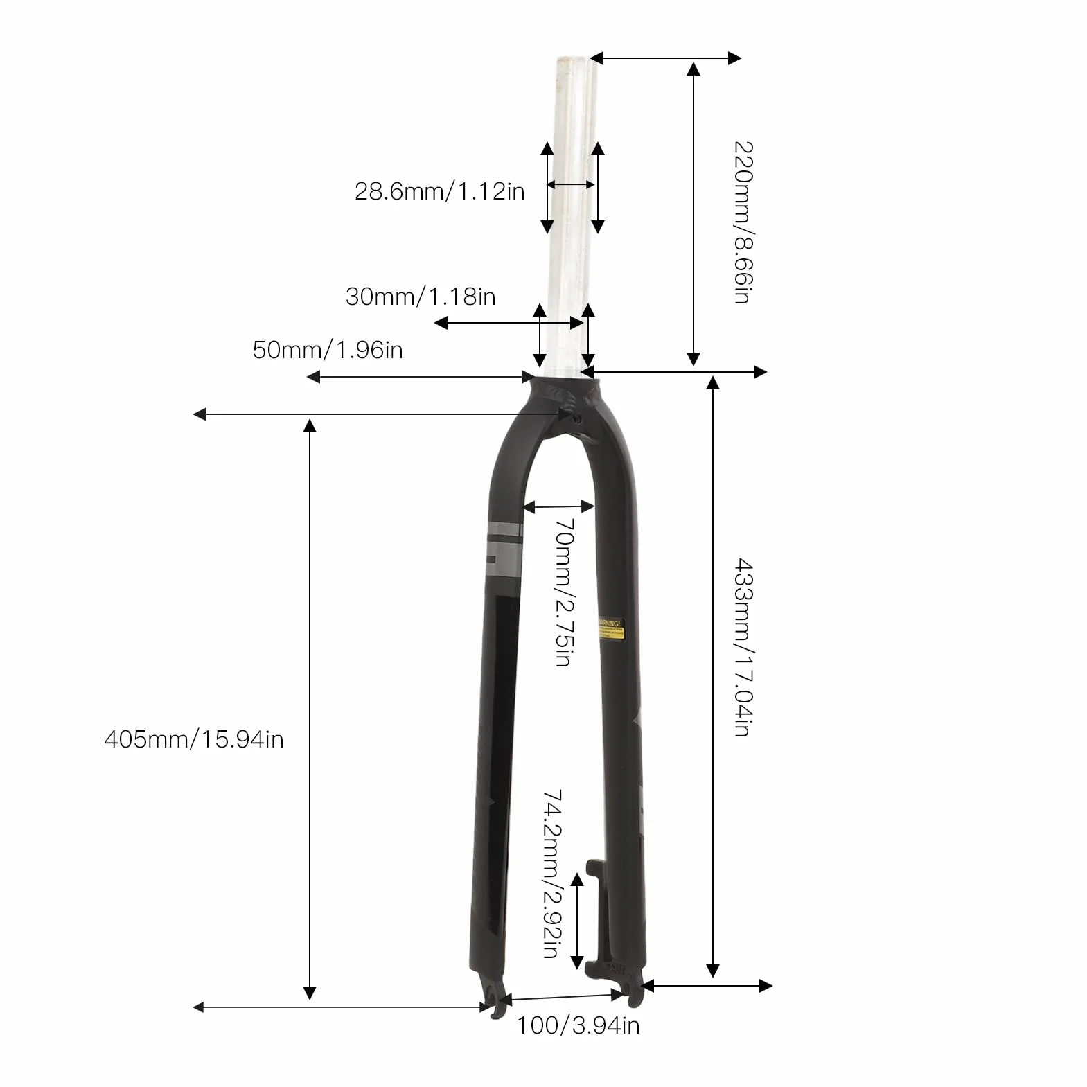 Rower Górski Sztywny Widelec 26/27. 5/29 Cali Rower Górski Twardy Widelec Stop Aluminium Rower Mtb Przedni Widelec Amortyzowany(Czarno szary)