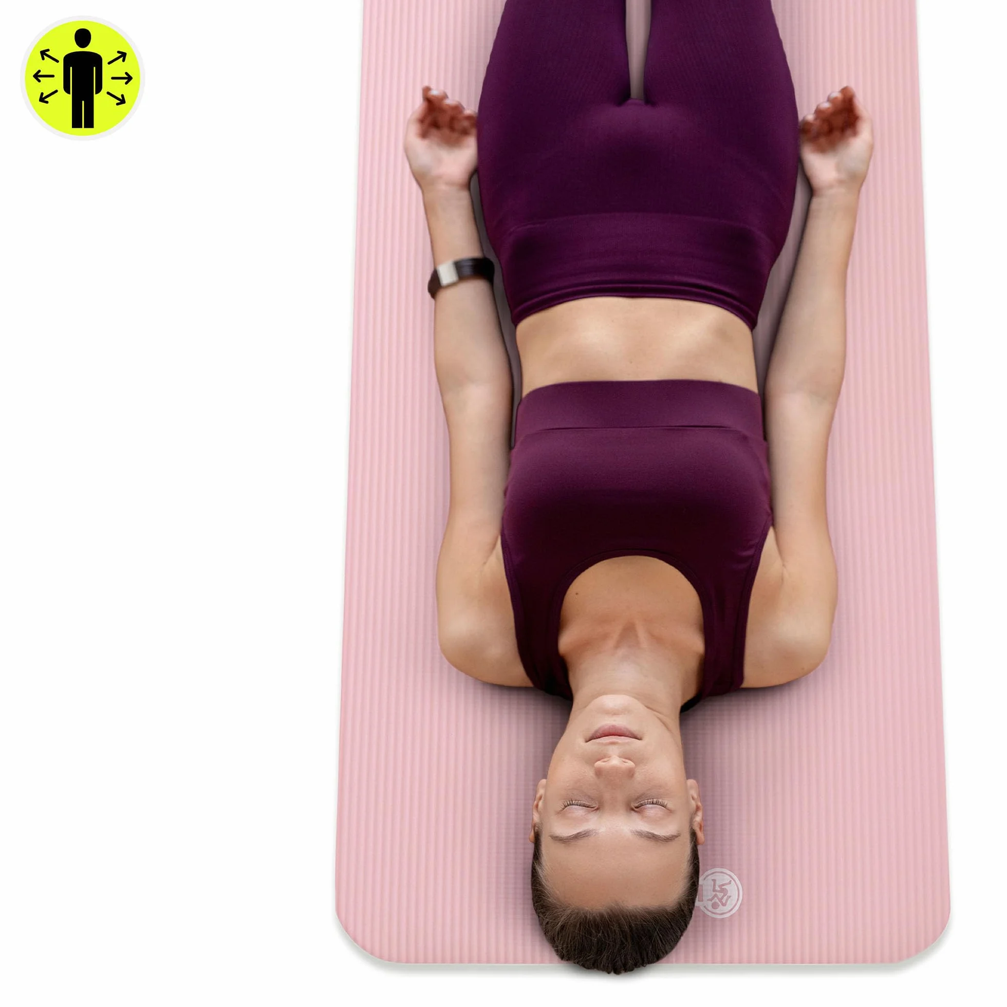 HyperMotion Mata do Ćwiczeń Fitness i Jogi NBR 183x61x0,8 cm Różowa, Antypoślizgowa, 8 mm, z Paskiem do Ćwiczeń i Przenoszenia, do Jogi, Pilatesu i Stretchingu
