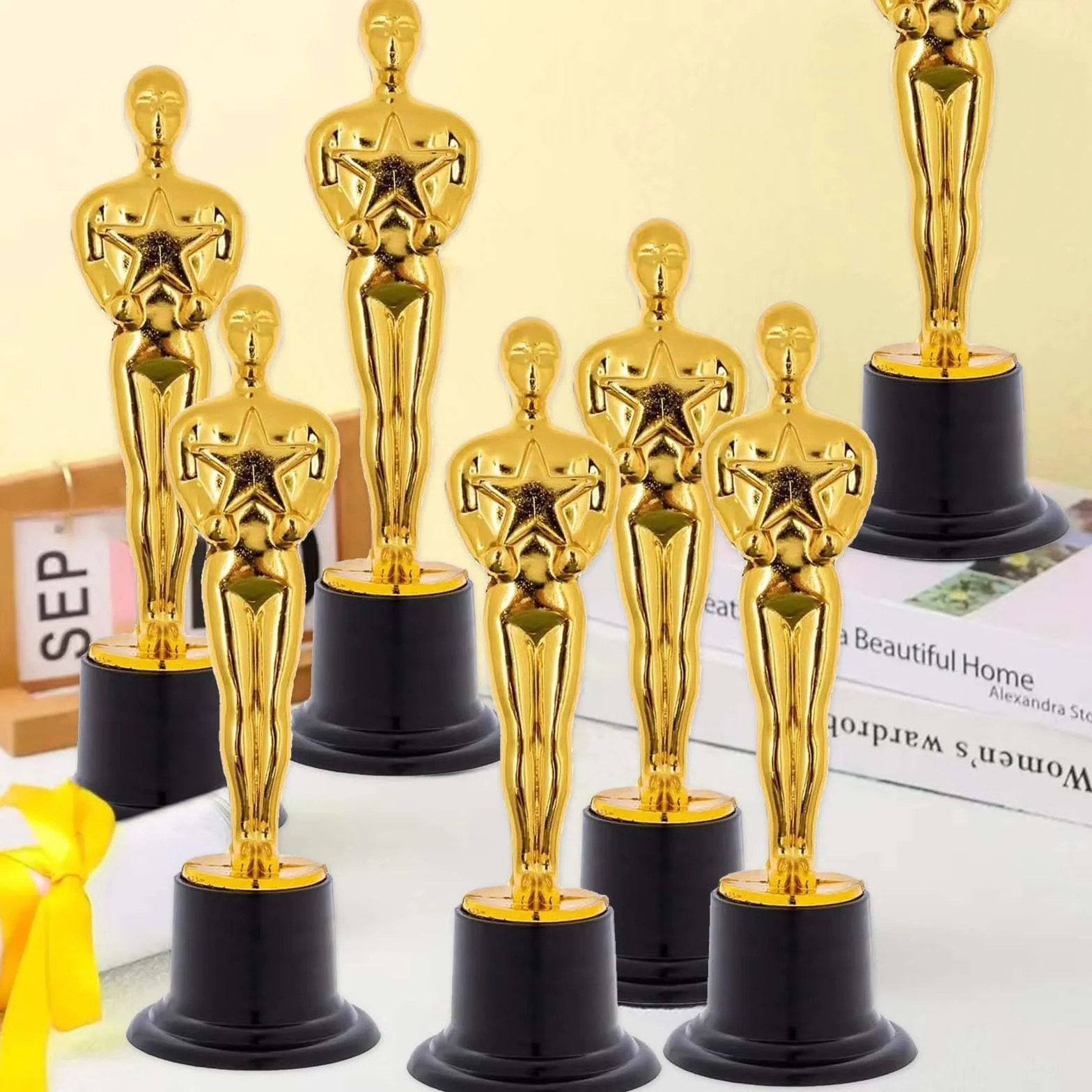 Złote statuetki trofeów z tworzywa sztucznego 10 sztuk na ceremonie wręczenia nagród