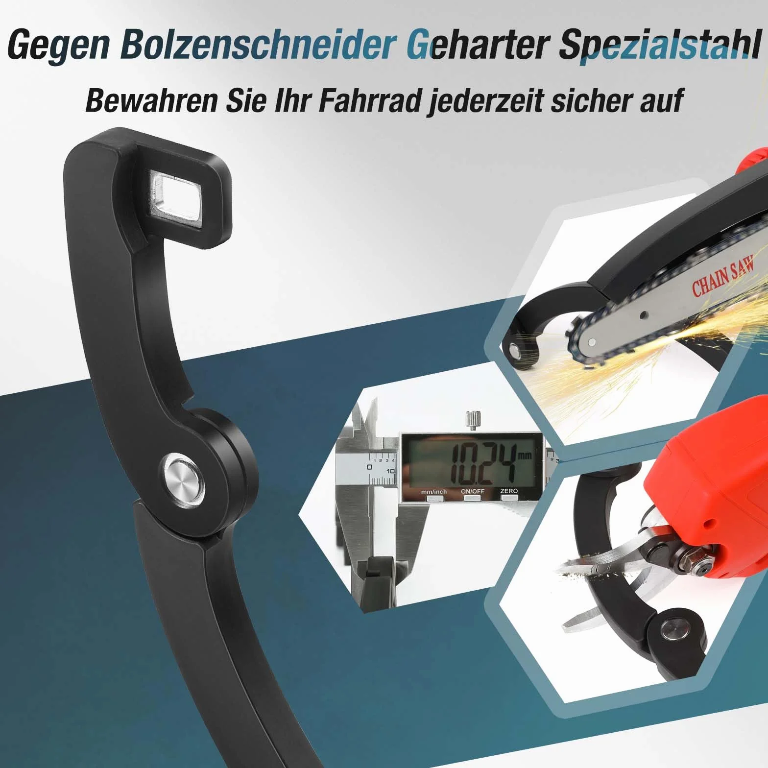 Toptrek składany zamek rowerowy 100 cm z uchwytem StVZO USB