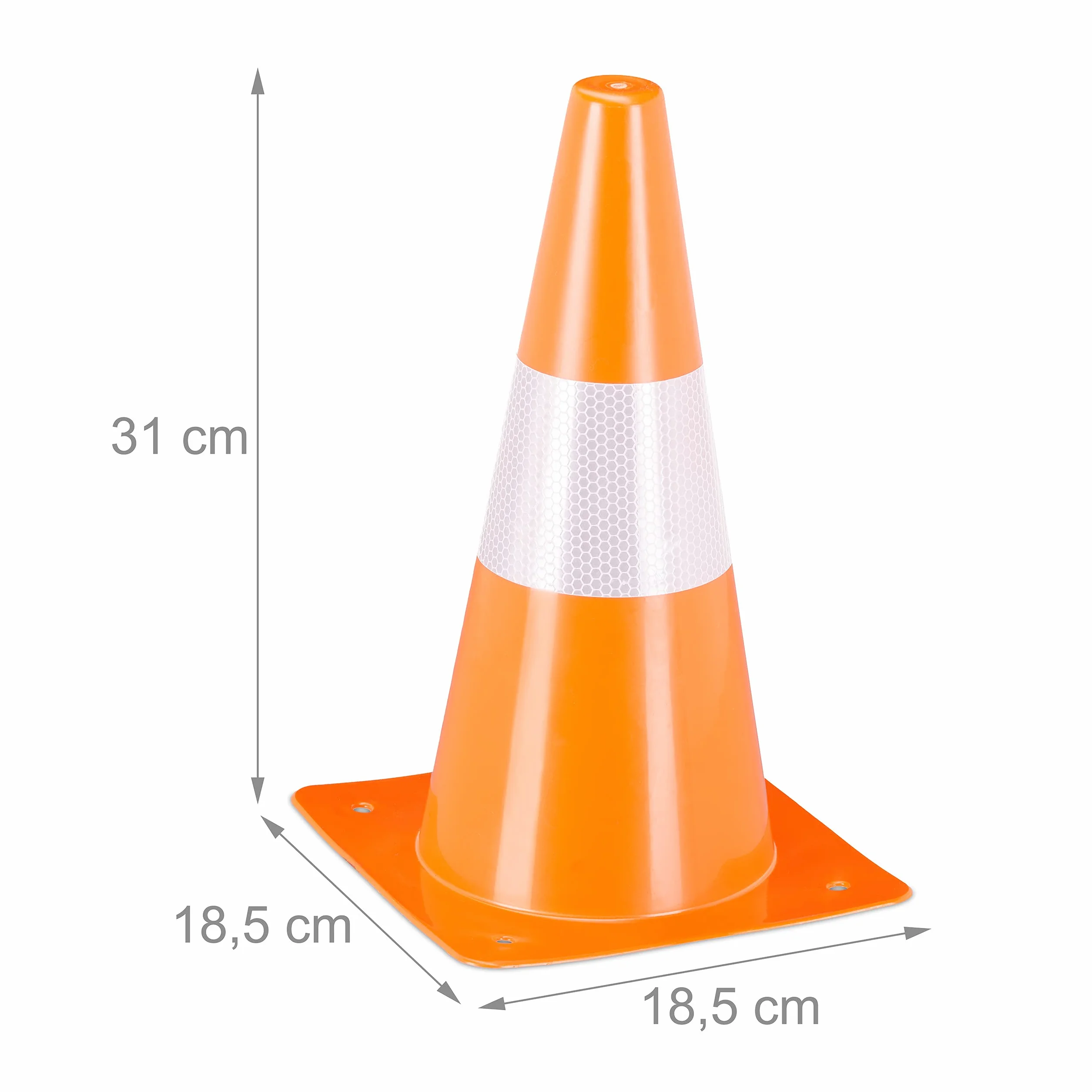 Relaxdays Zestaw 18 pylonów, piłka nożna, trening psa, stożki oznaczające 30 cm, odblaskowe kapelusze drogowe, pomarańczowe